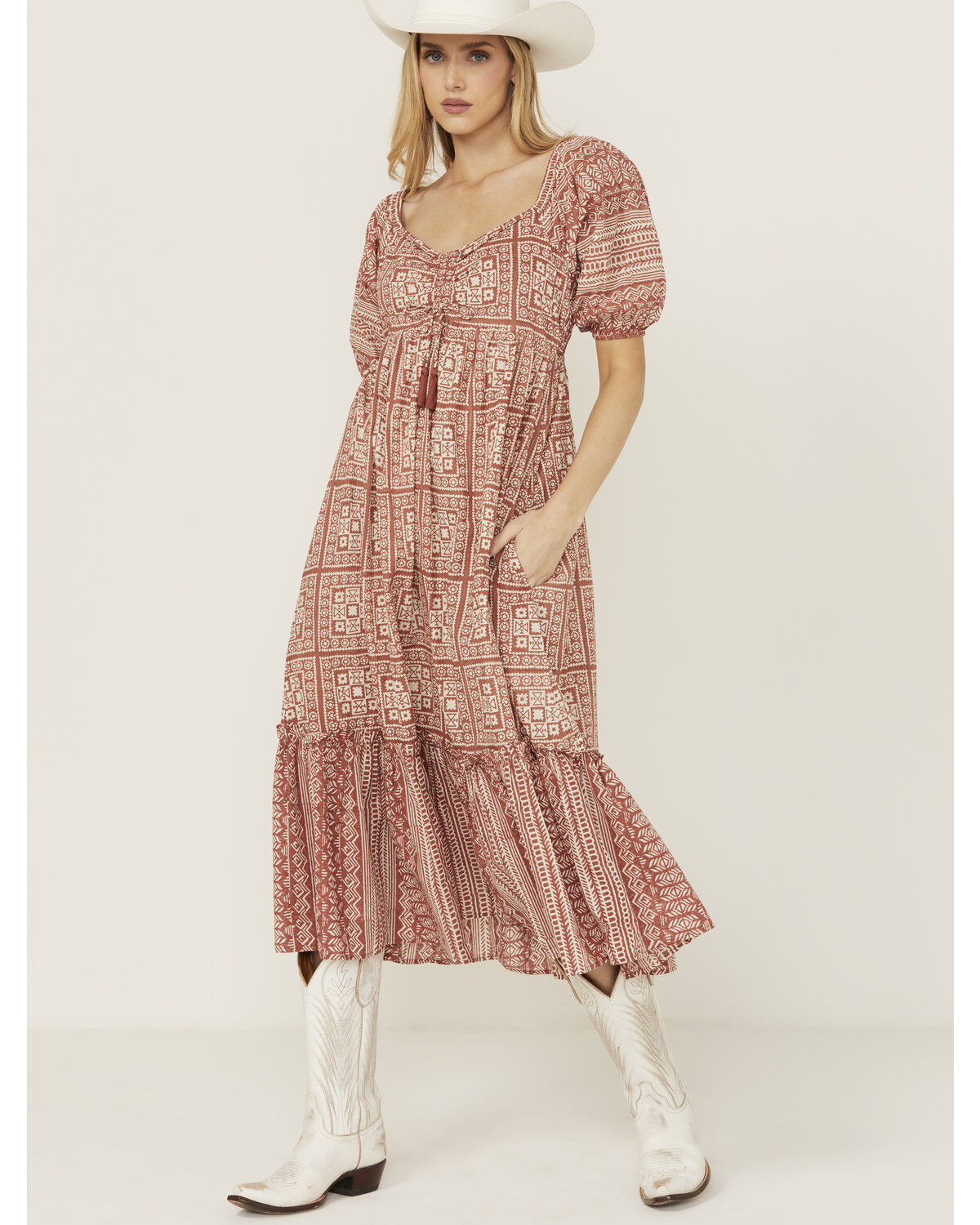 Women's Cleobella Joely Southwestern Print Short Sleeve Midi Dress