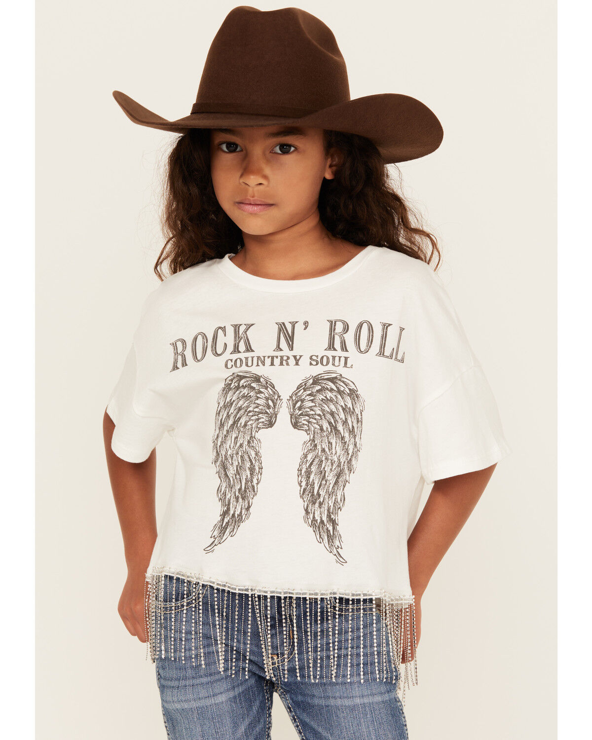 Girls' La La Land Rock & Roll Short Sleeve Fringe Graphic Tee