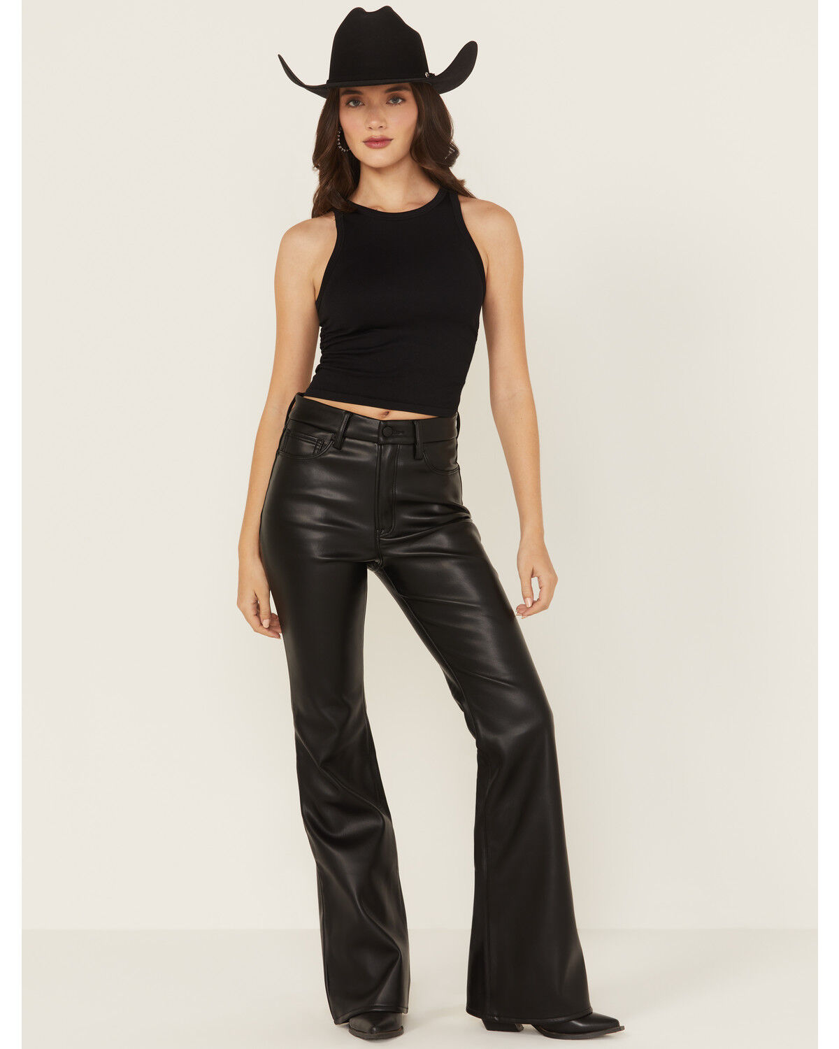 Women's Good American Good Legs High Rise Faux Leather Flare Pants
