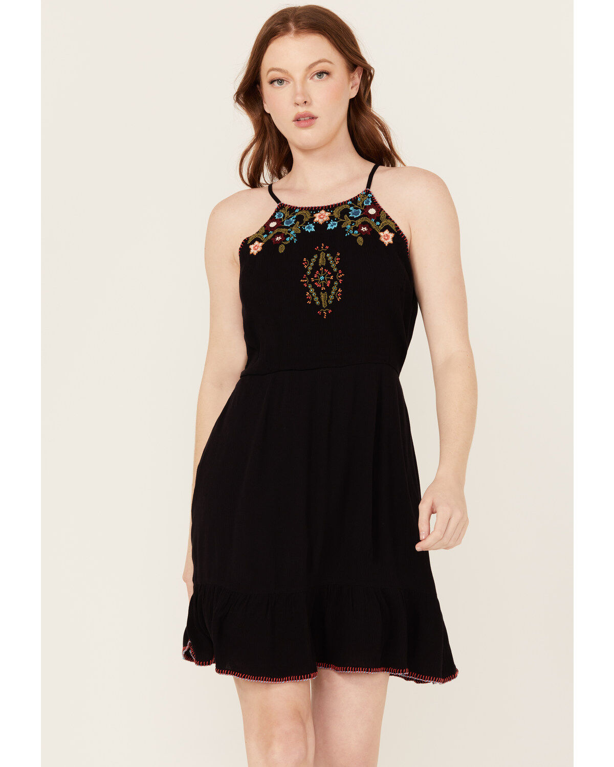 Women's Idyllwind Wolfeboro Embroidered And Beaded Halter Mini Dress