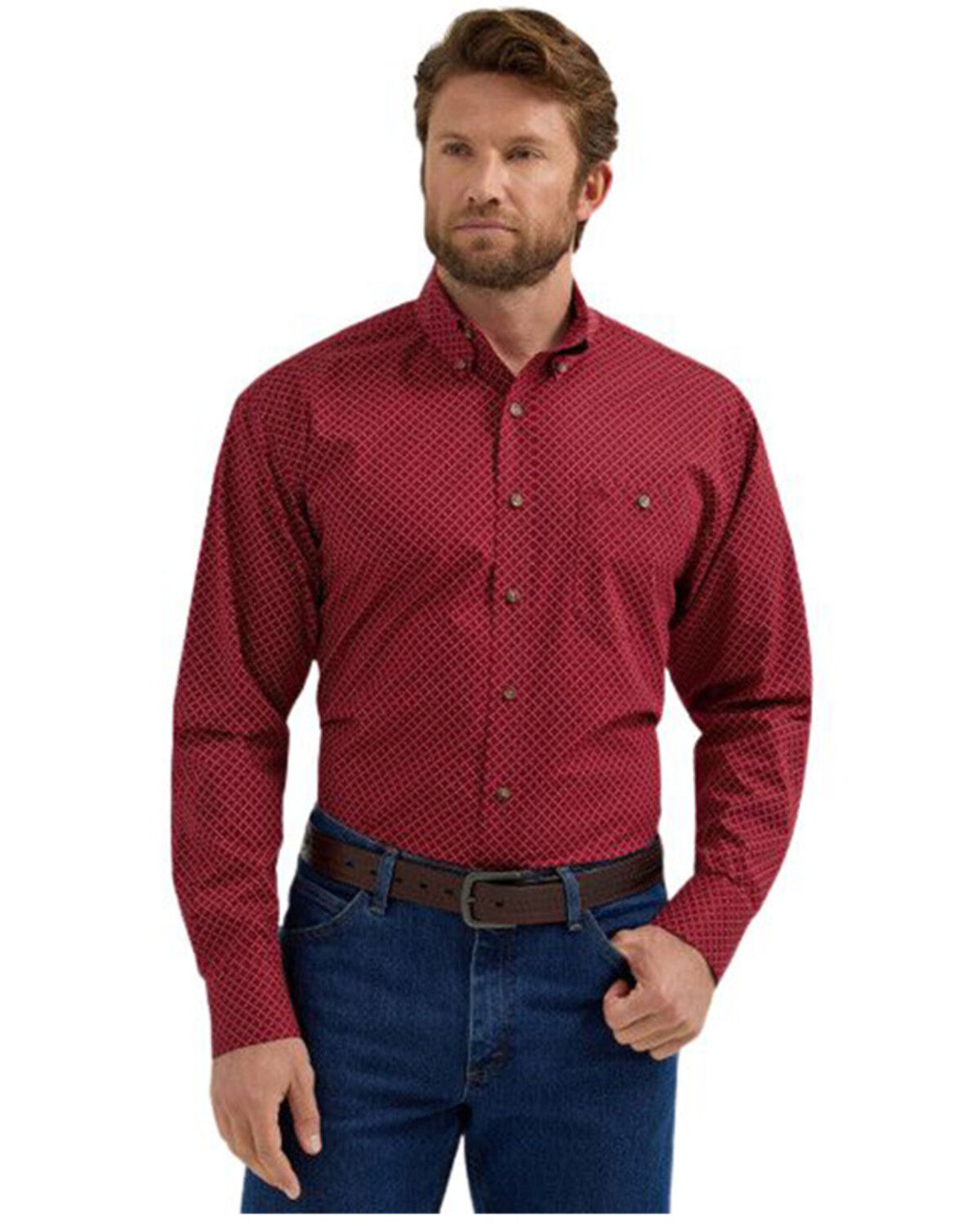Men's Wrangler Classics Geo Print Long Sleeve Button-Down Stretch West