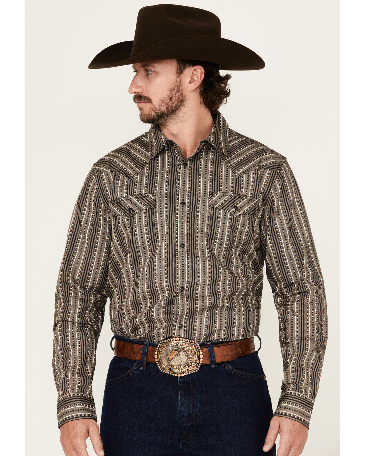 Men's Cody James Bartlett Geo Striped Long Sleeve Snap Western Shirt