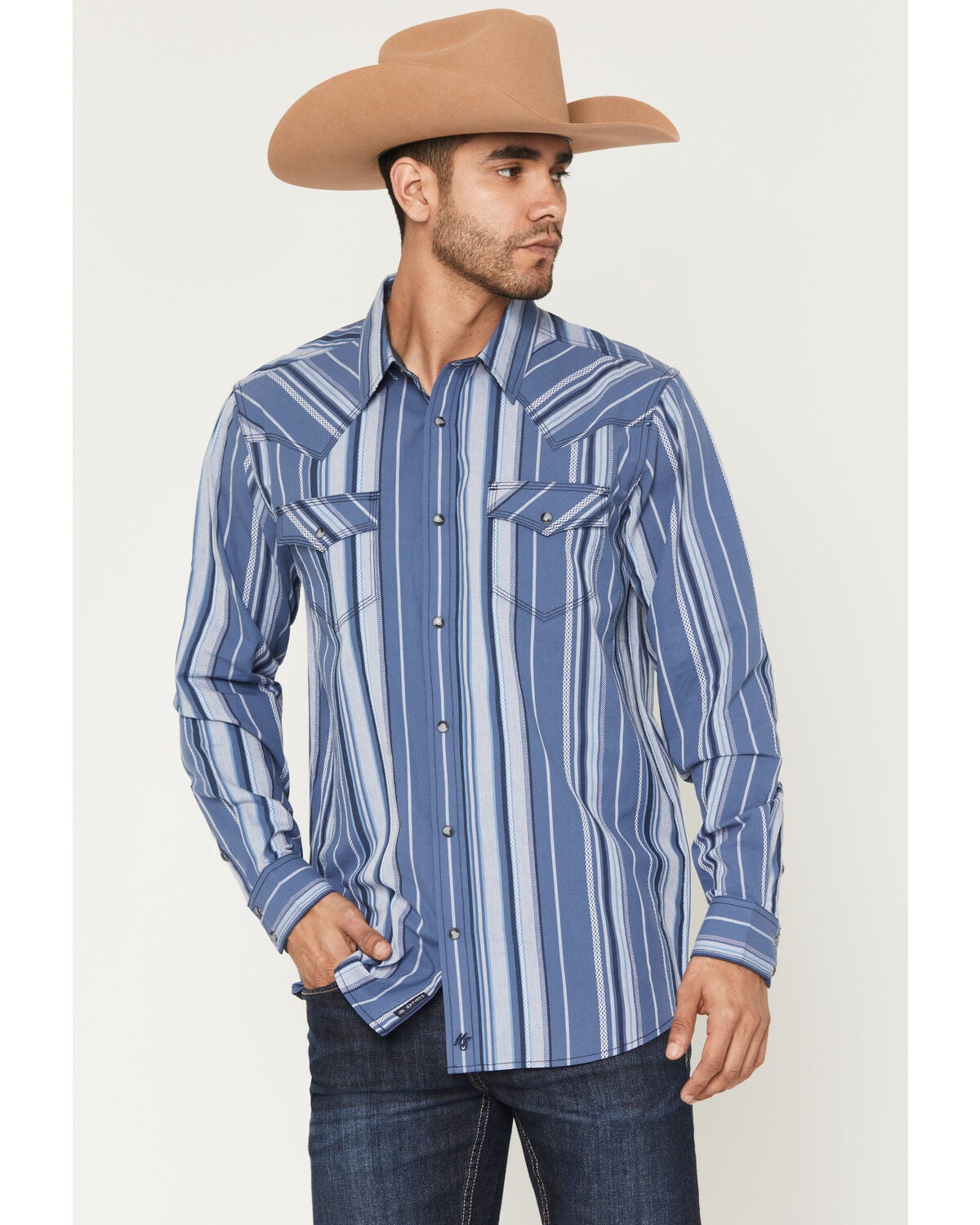 Men's Moonshine Spirit Bloom Striped Long Sleeve Snap Western Shirt