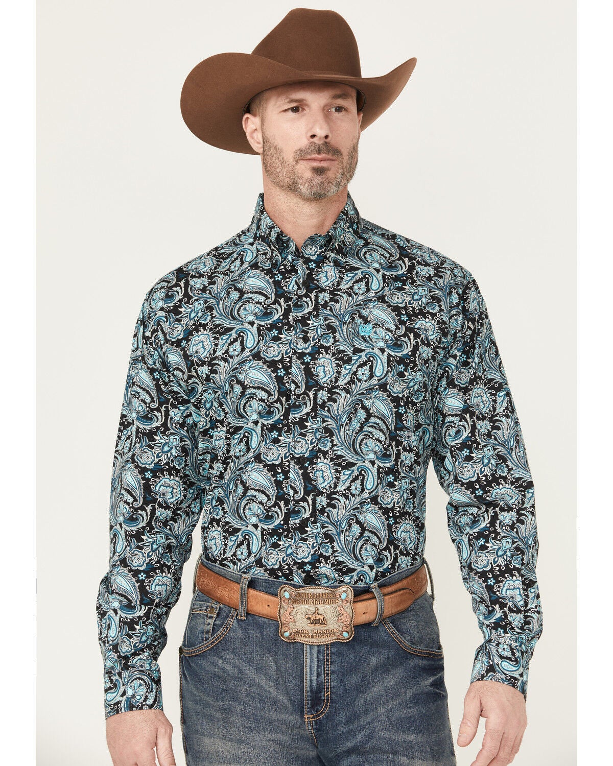 Men's Cinch Paisley Print Long Sleeve Button-Down Western Shirt