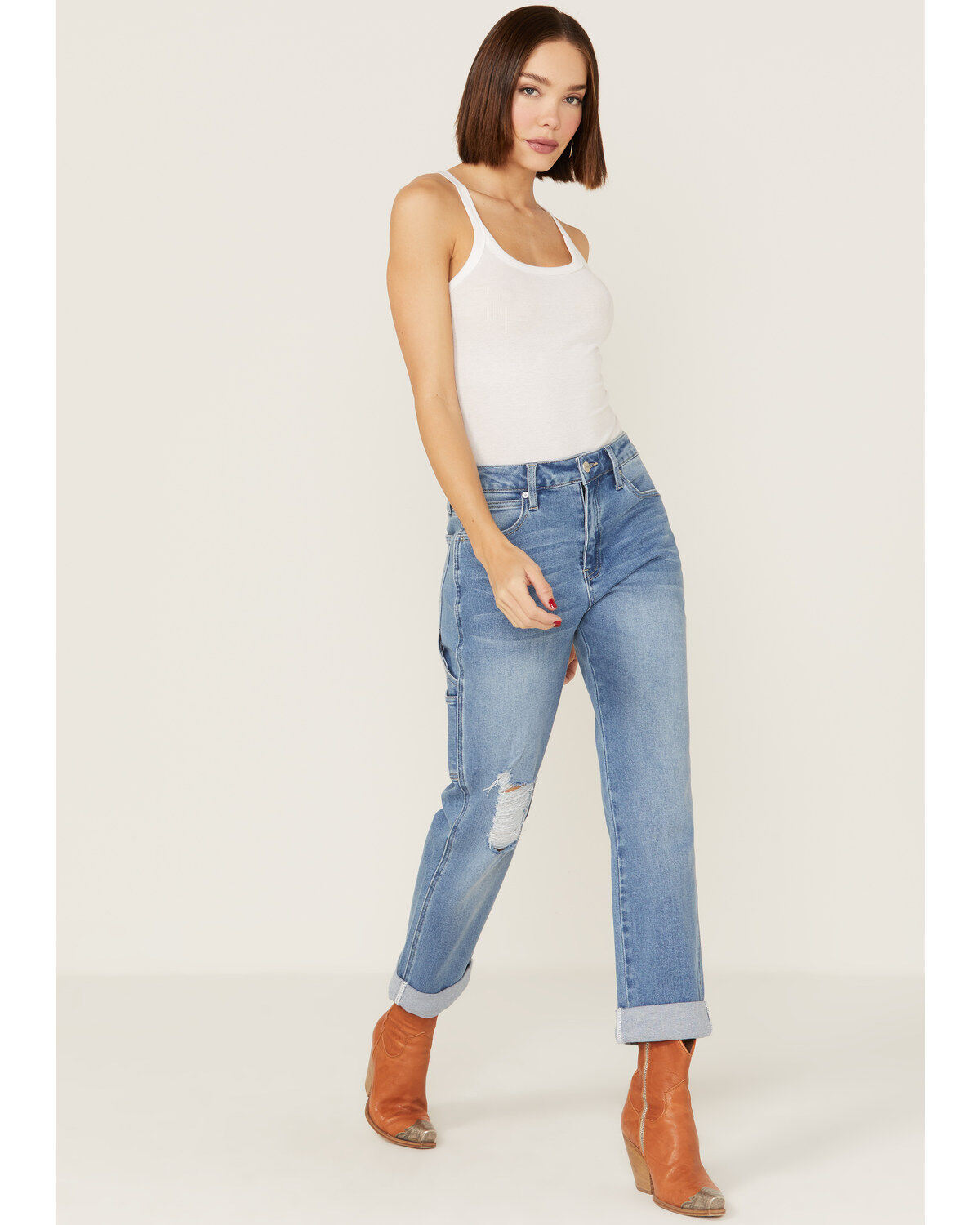 Women's Ceros Light Wash High Rise Carpenter Straight Jeans