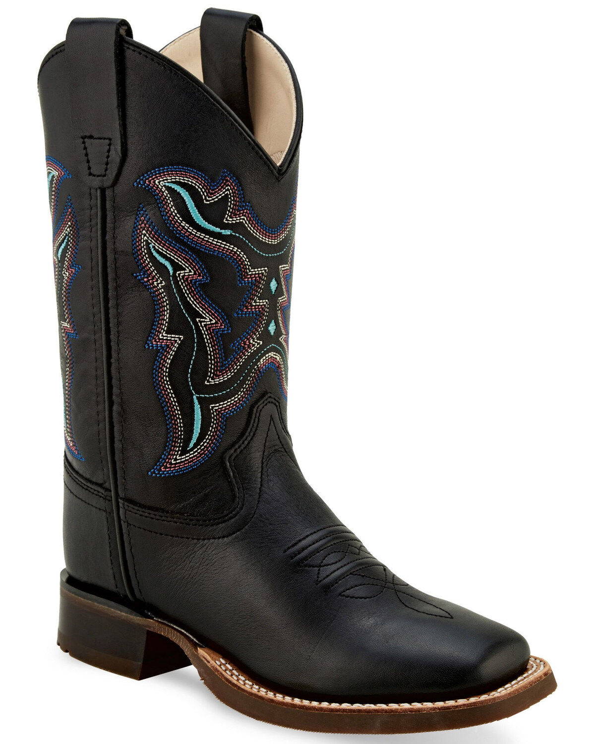 Boys' Old West Shaft Embroidery Western Boots - Broad Square Toe