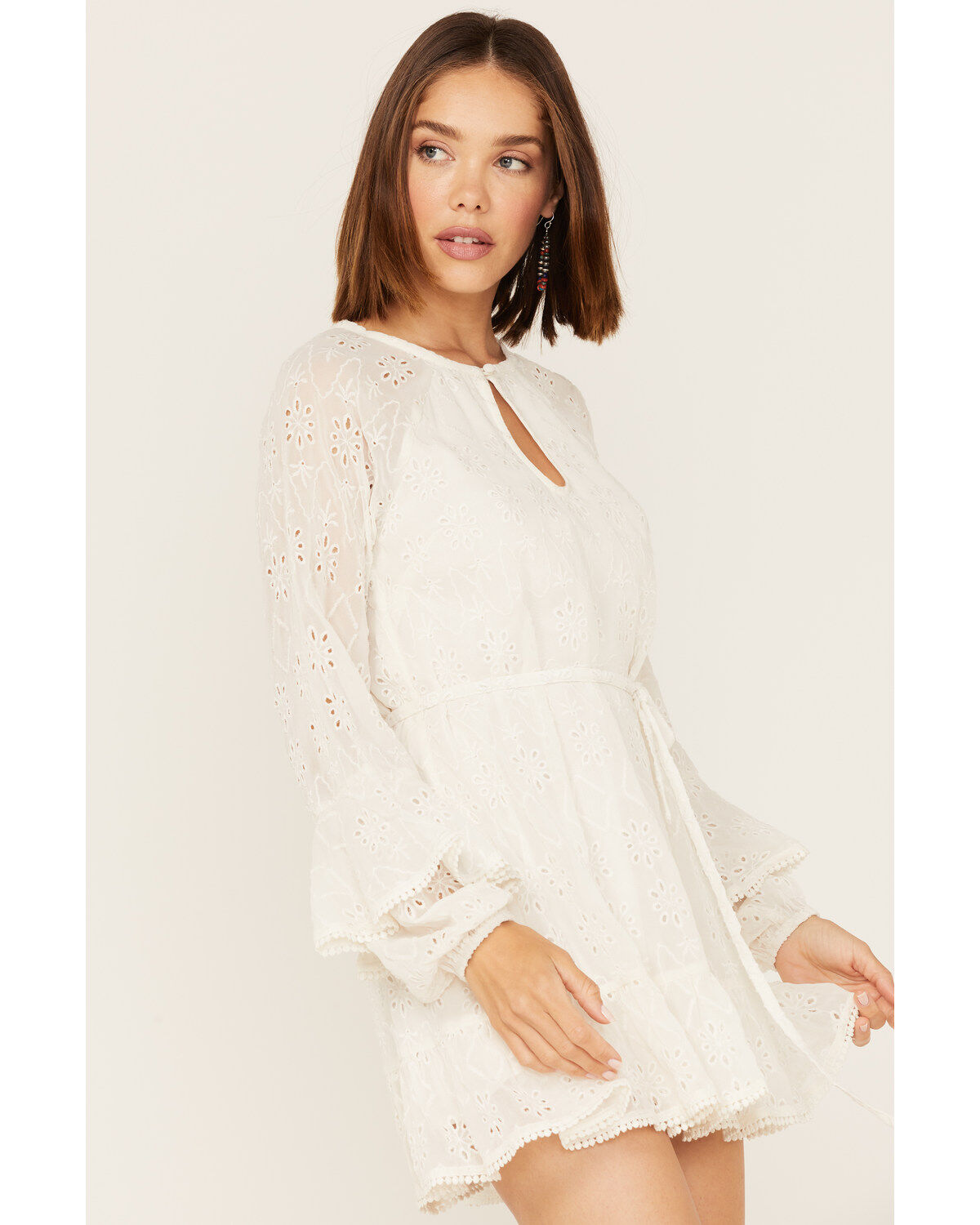 Women's Shyanne Eyelet Lace Long Sleeve Mini Dress