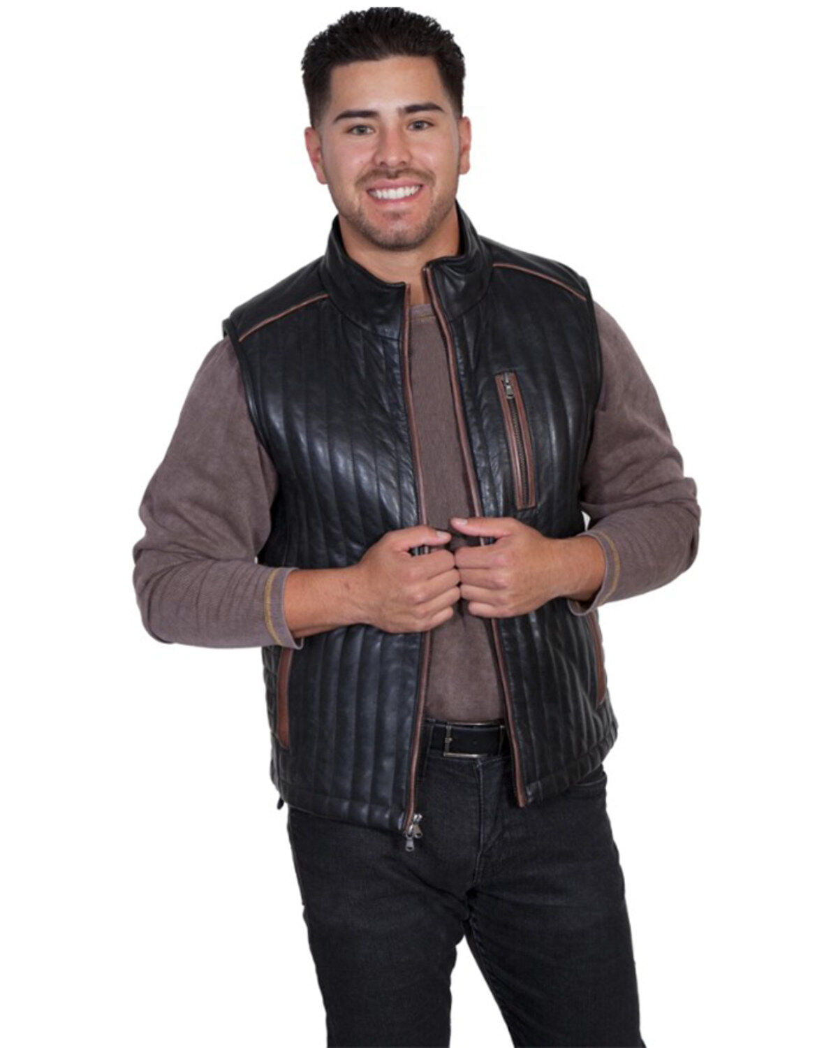 Men's Scully Quilted Two Tone Leather Vest