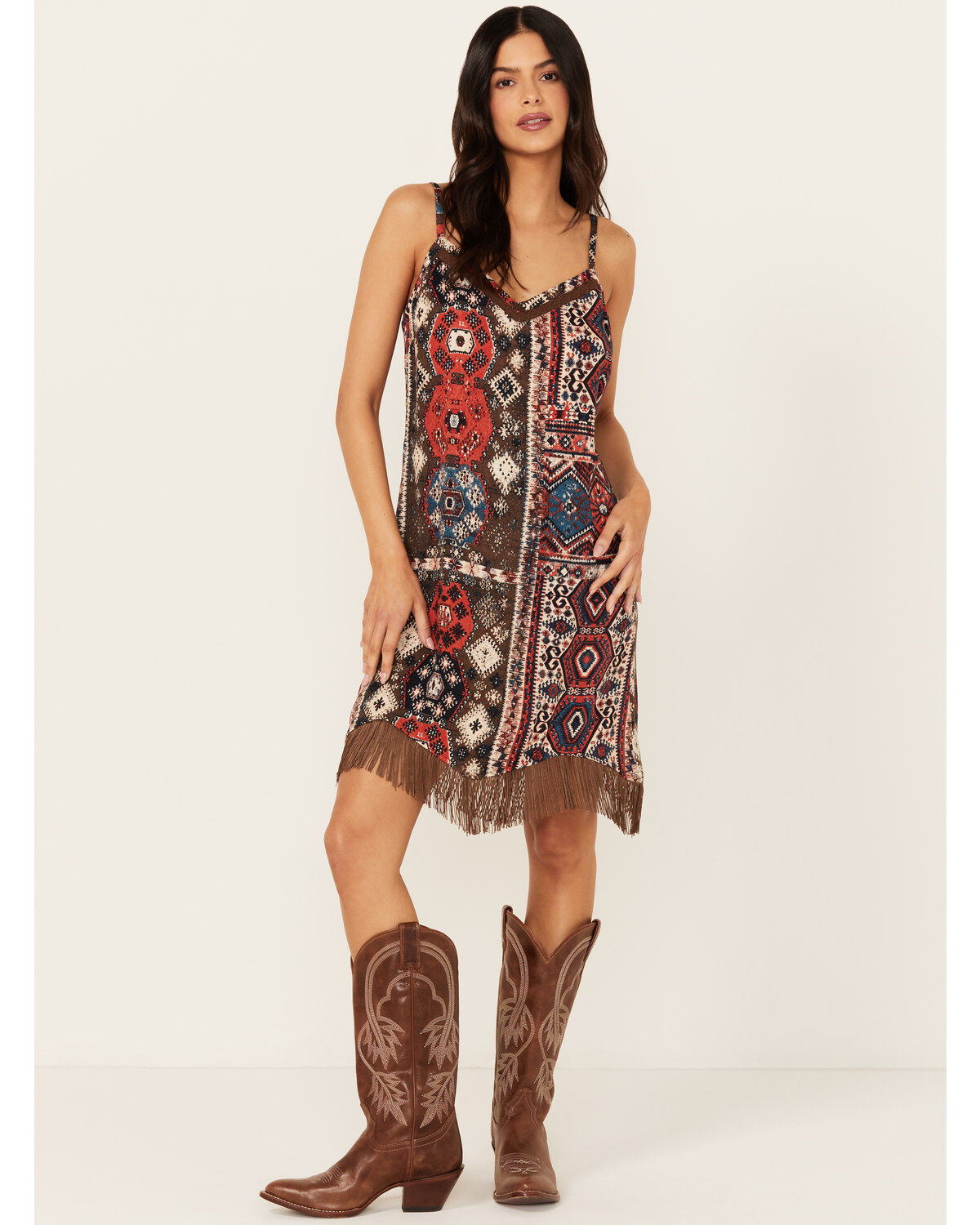 Women's Idyllwind Yearling Printed Fringe Mini Slip Dress