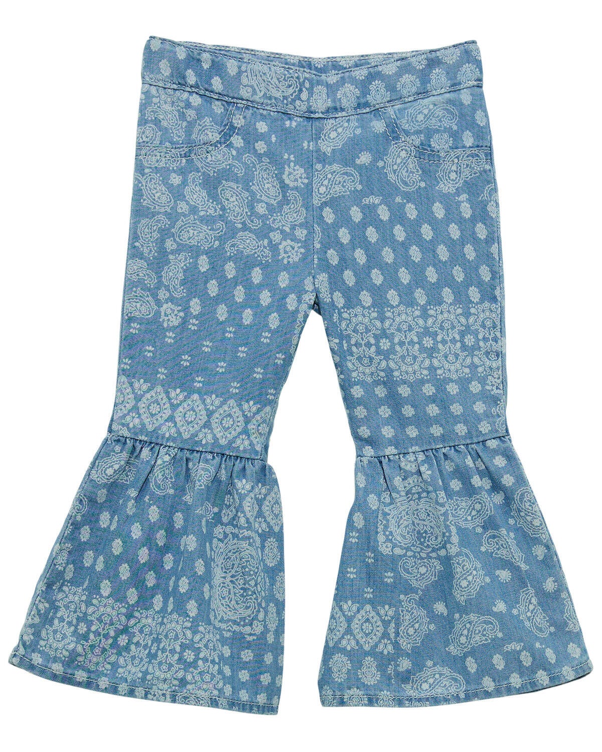 Girls' Wrangler Toddler Light Wash Bandana Print Flare Denim Jeans