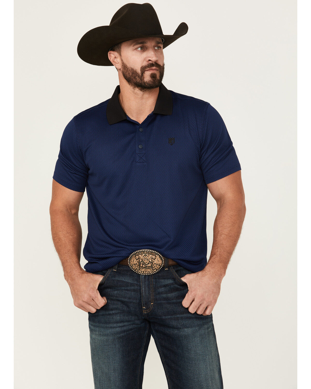 Men's RANK 45 Pickup Geo Print Short Sleeve Button-Down Polo Shirt