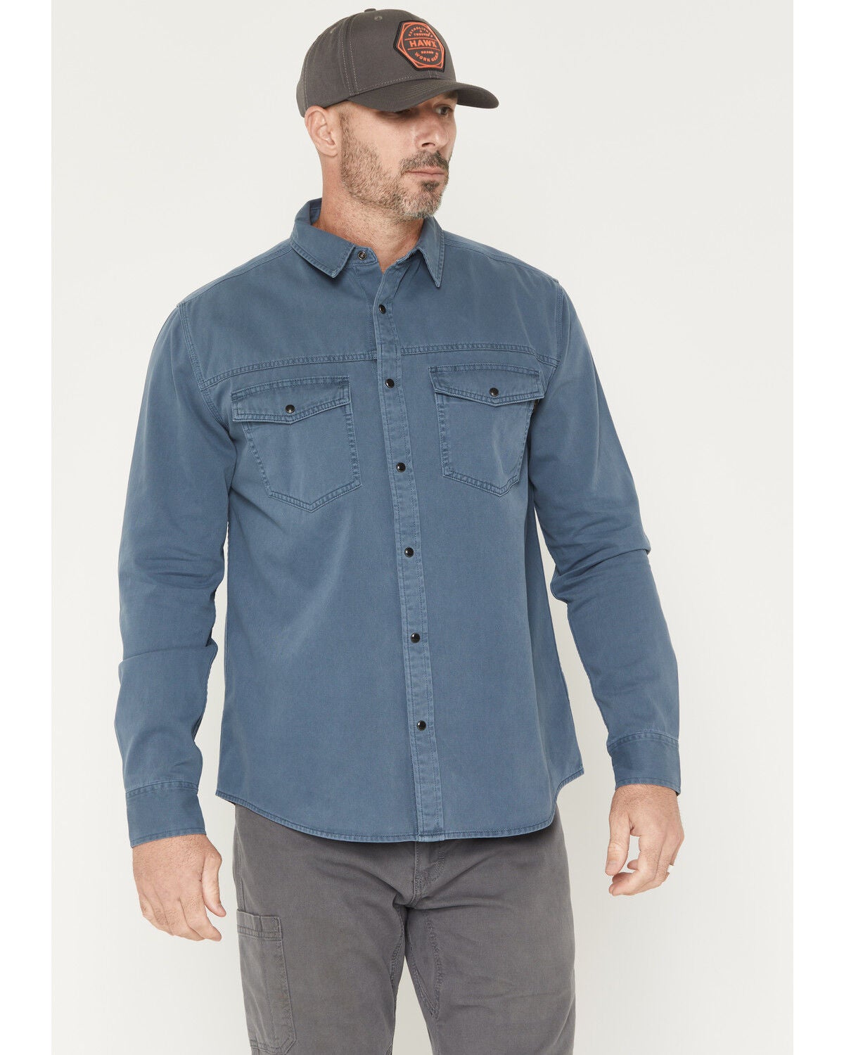 Men's Hawx Burr Solid Long Sleeve Snap Woven Work Shirt