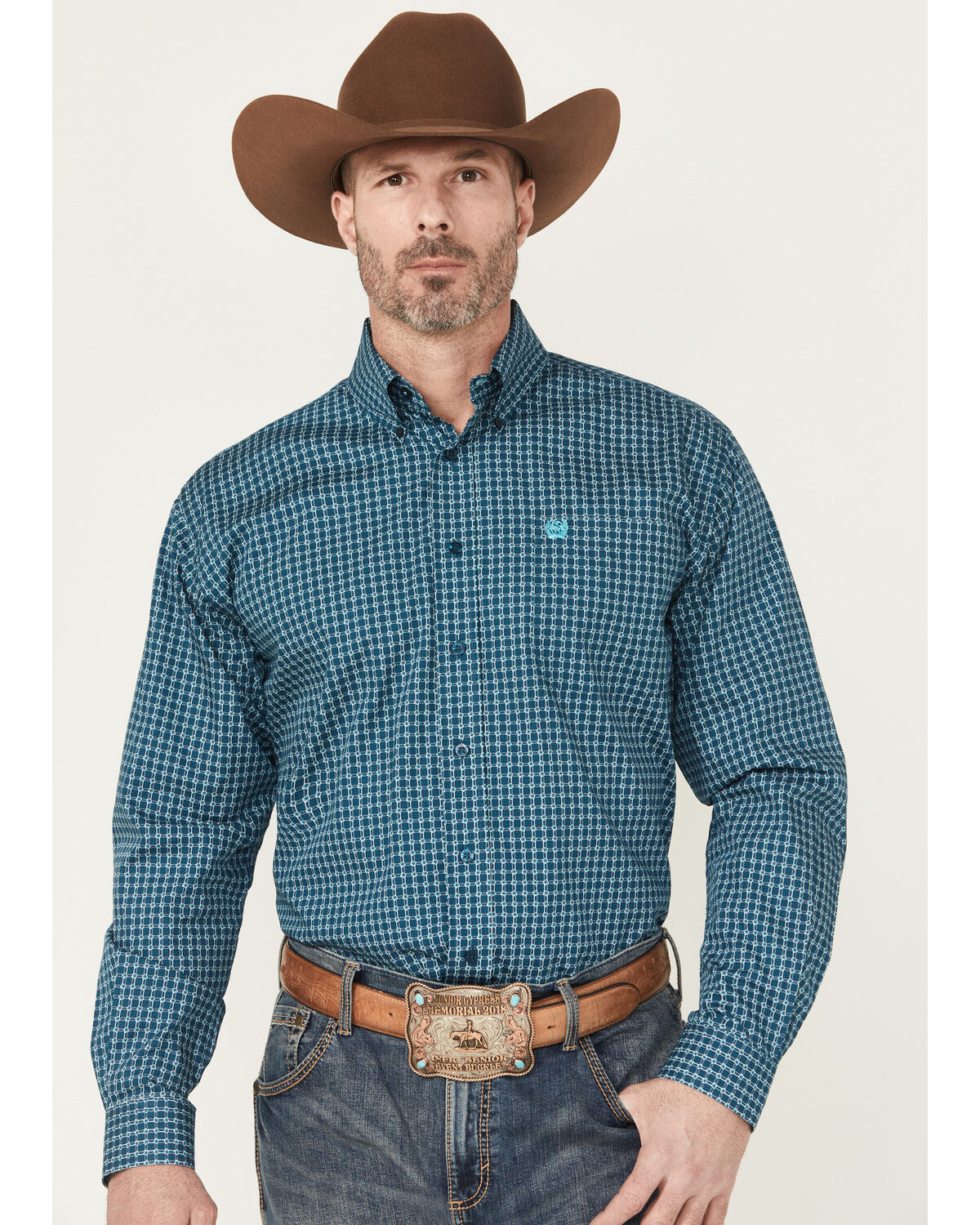 Men's Cinch Geo Print Long Sleeve Button-Down Western Shirt