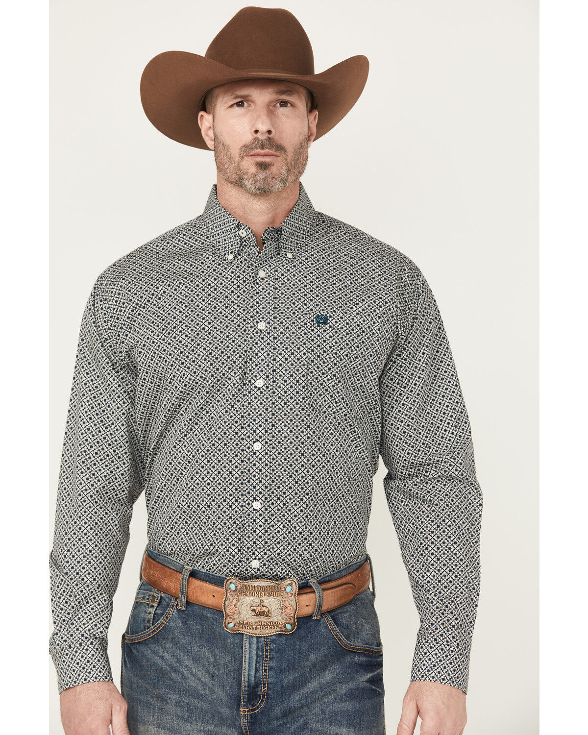 Men's Cinch Medallion Print Long Sleeve Button-Down Western Shirt