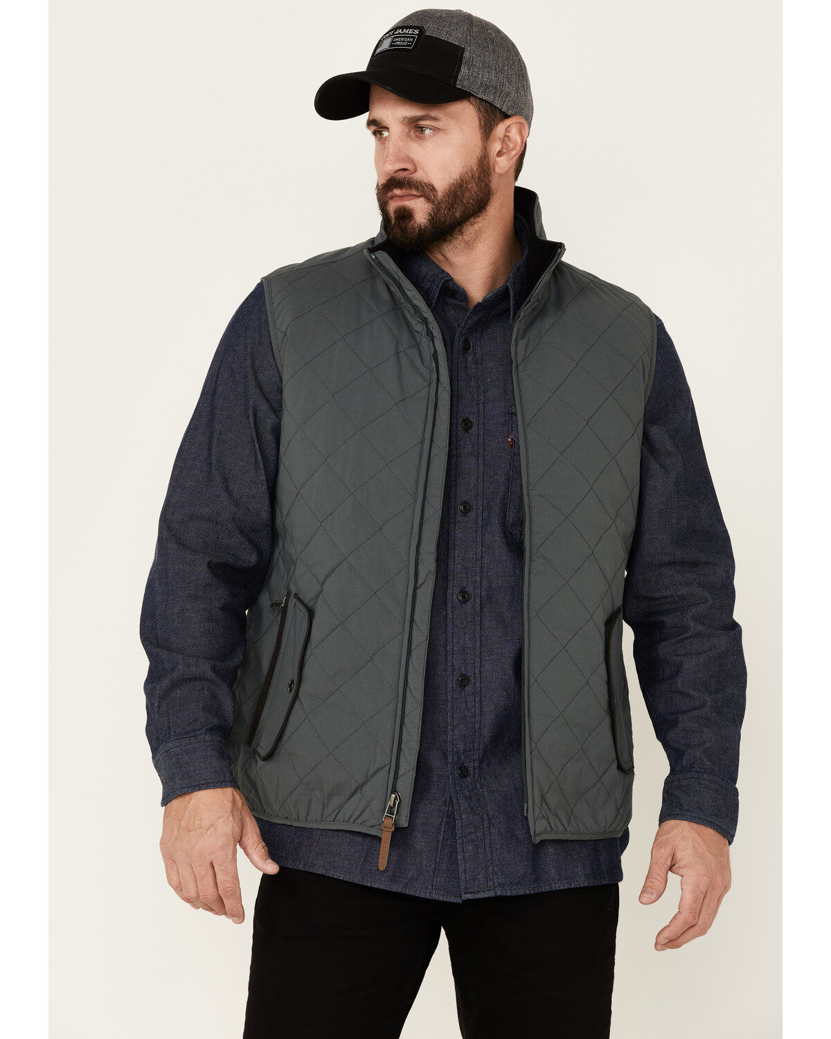 Men's Dakota Grizzly Slate Nolan Zip-Front Quilted Vest
