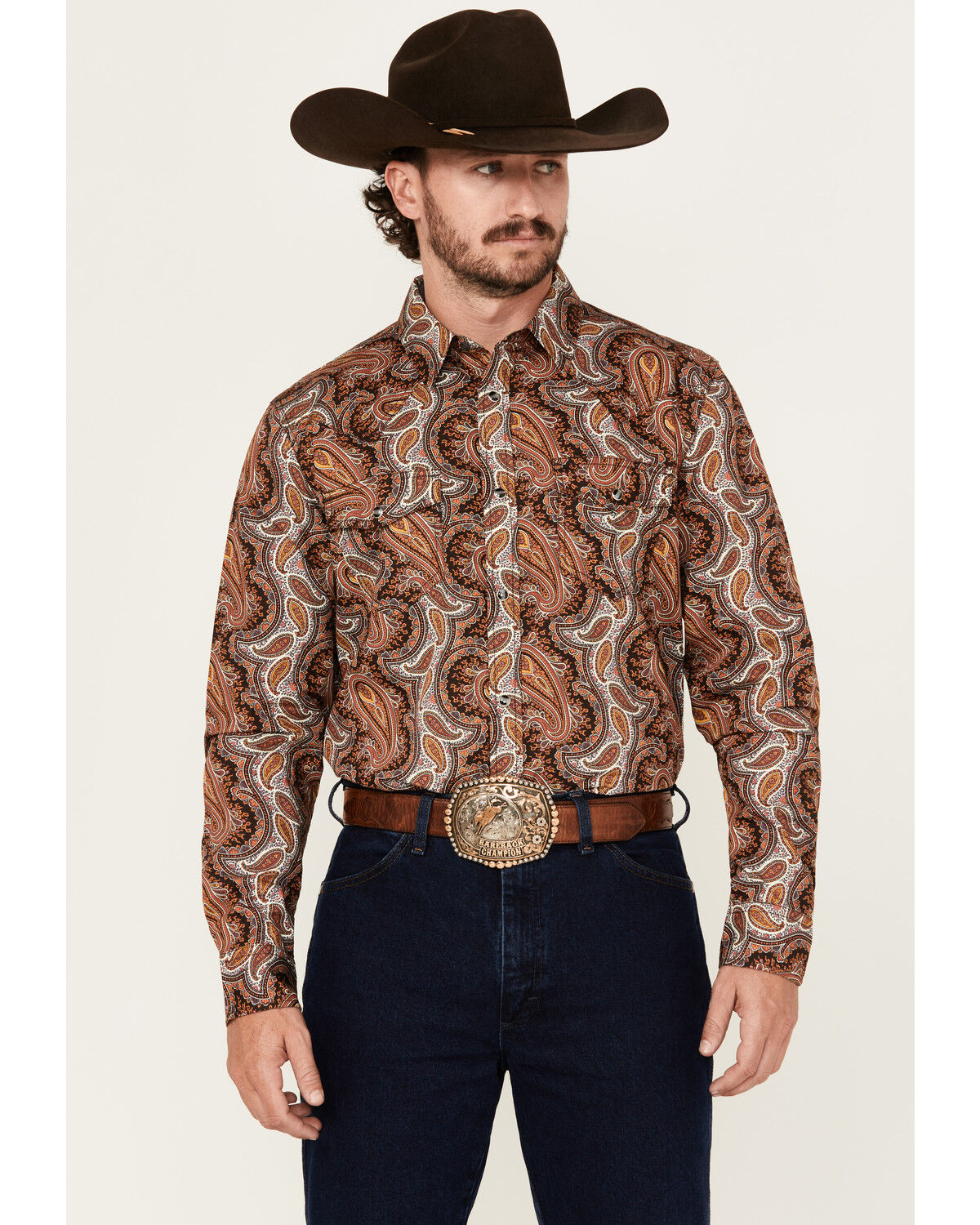 Men's Cody James Dennis Paisley Print Long Sleeve Snap Western Shirt
