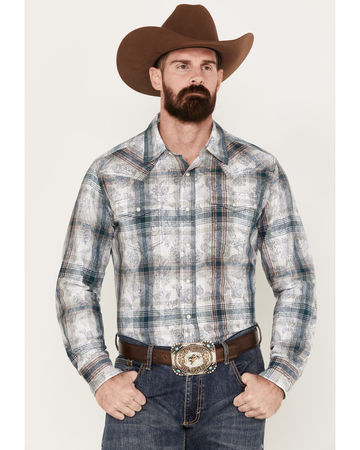 Men's Wrangler Retro Plaid Western Pearl Snap Shirt