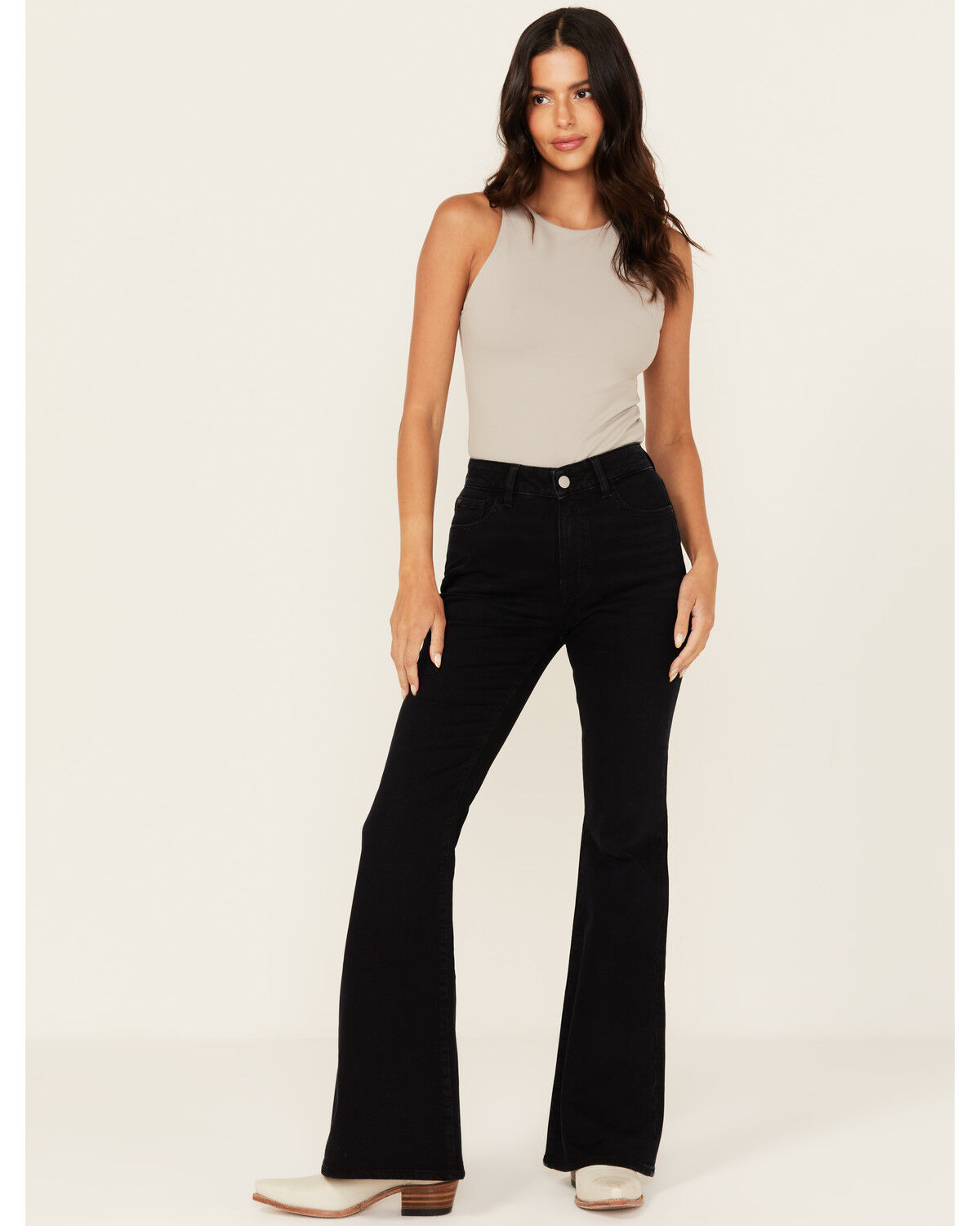 Women's Warp + Weft Mia Dark Wash High Rise Flare Stretch Denim Jeans