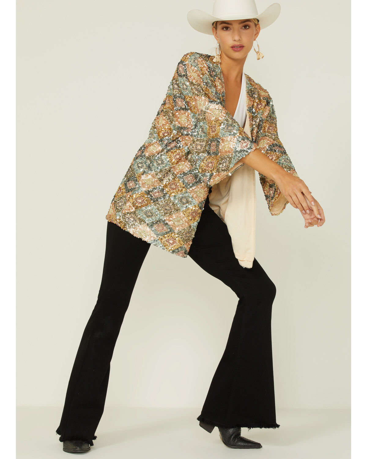 Women's By Together Long Sleeve Sequin Cardigan