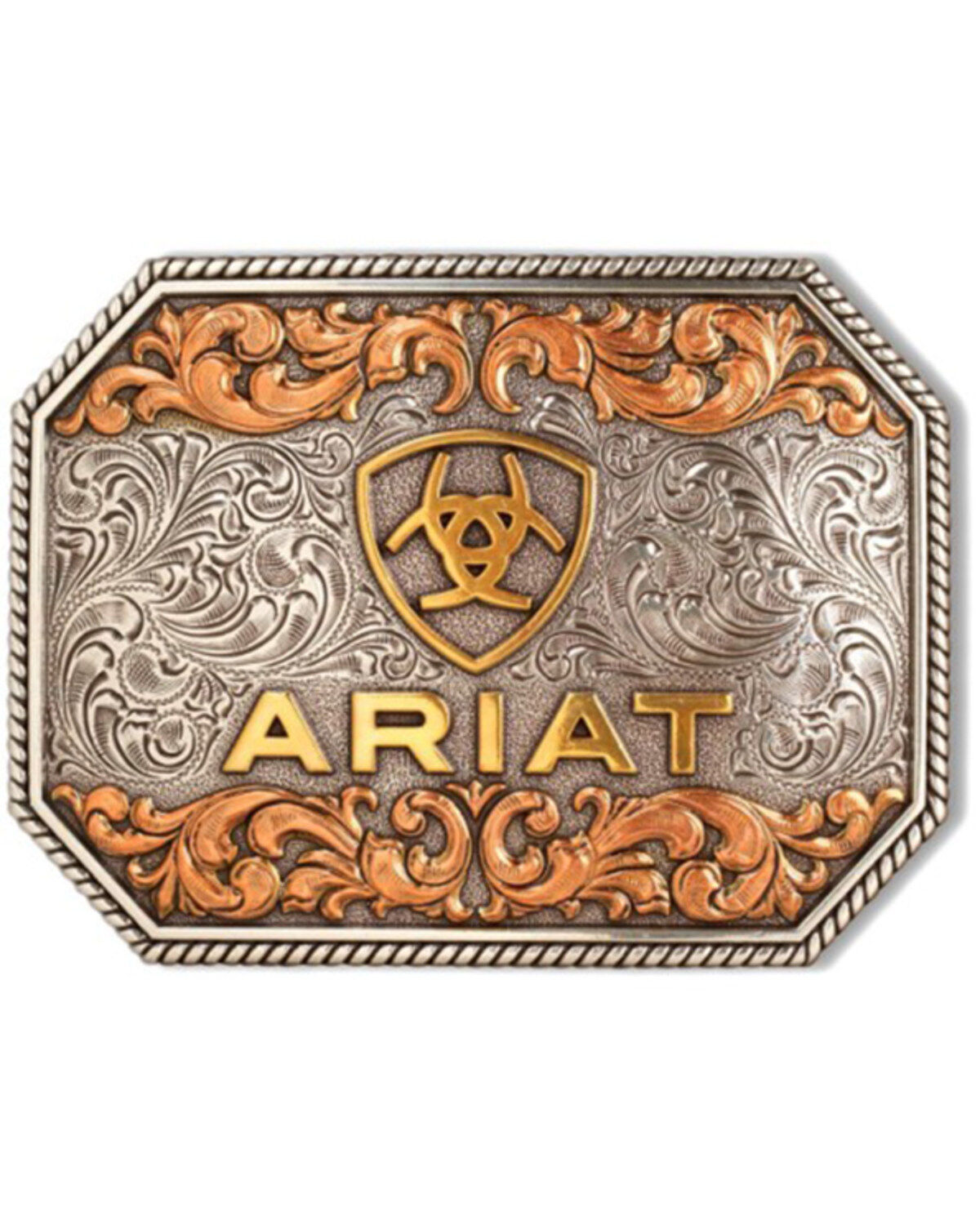 Men's Ariat Tri-Tone Logo Rectangular Belt Buckle