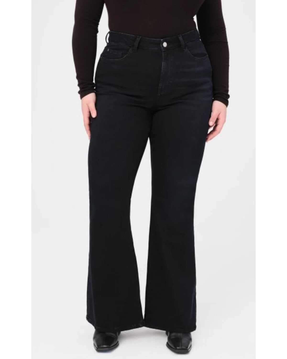 Women's Warp + Weft Mia Dark Wash High Rise Flare Stretch Denim Jeans