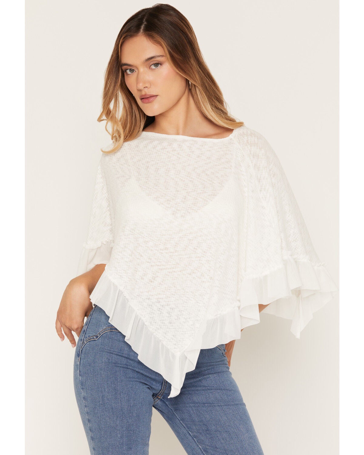 Women's Wild Moss Ruffle Trim Poncho