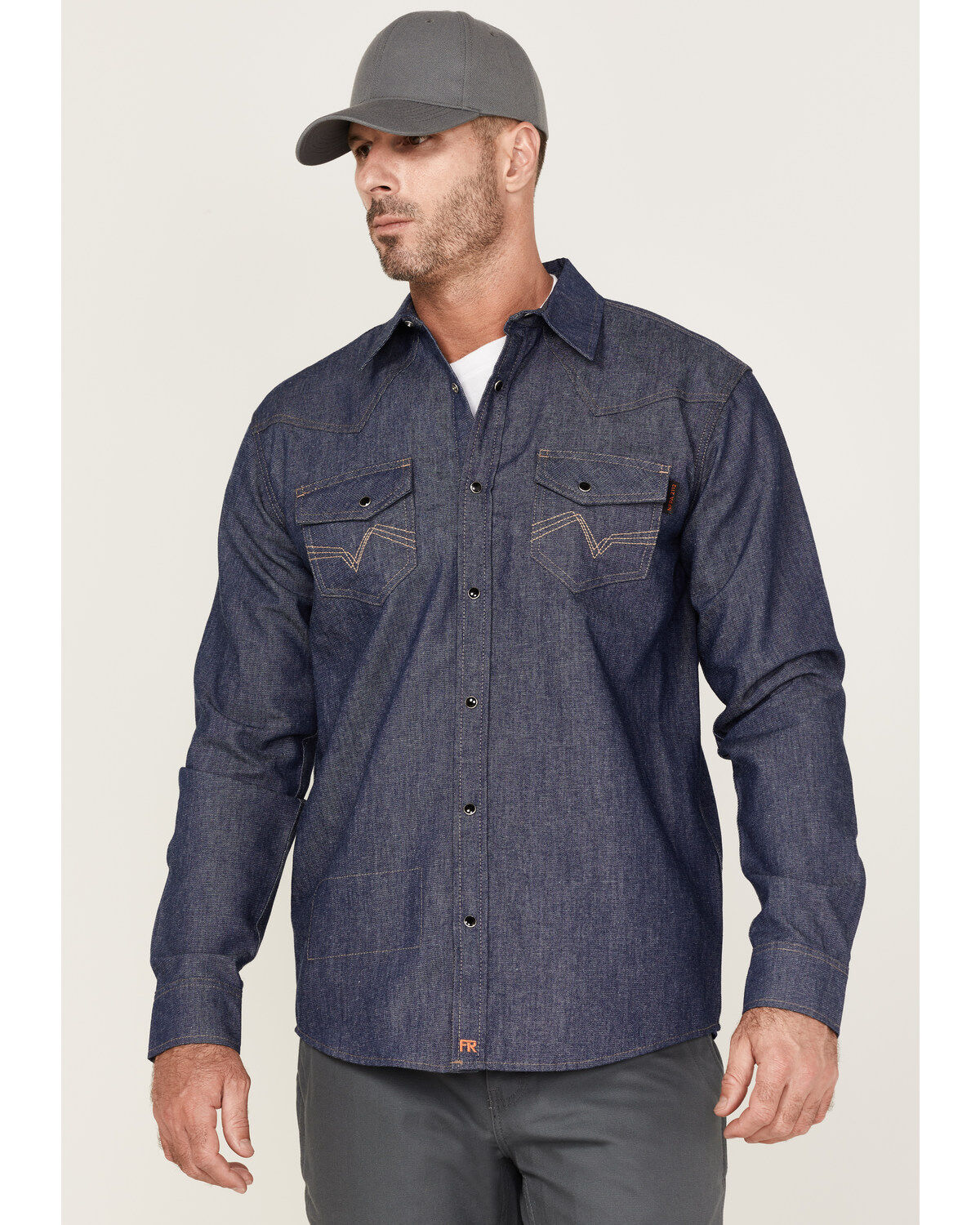 Men's Cody James FR Denim Mount Vernon Long Sleeve Snap Work Shirt