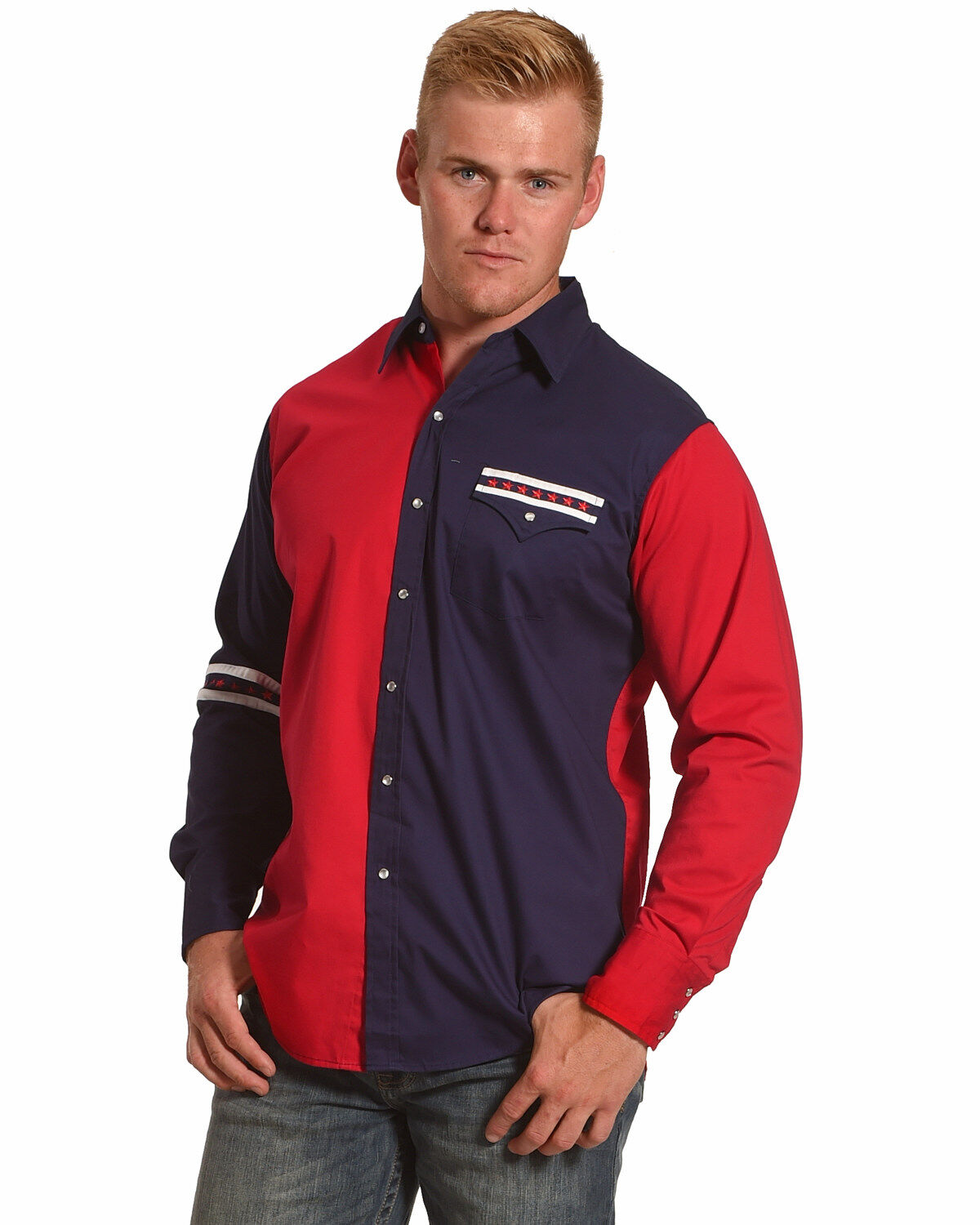 Men's Ely Walker Americana Colorblock Long Sleeve Western Shirt