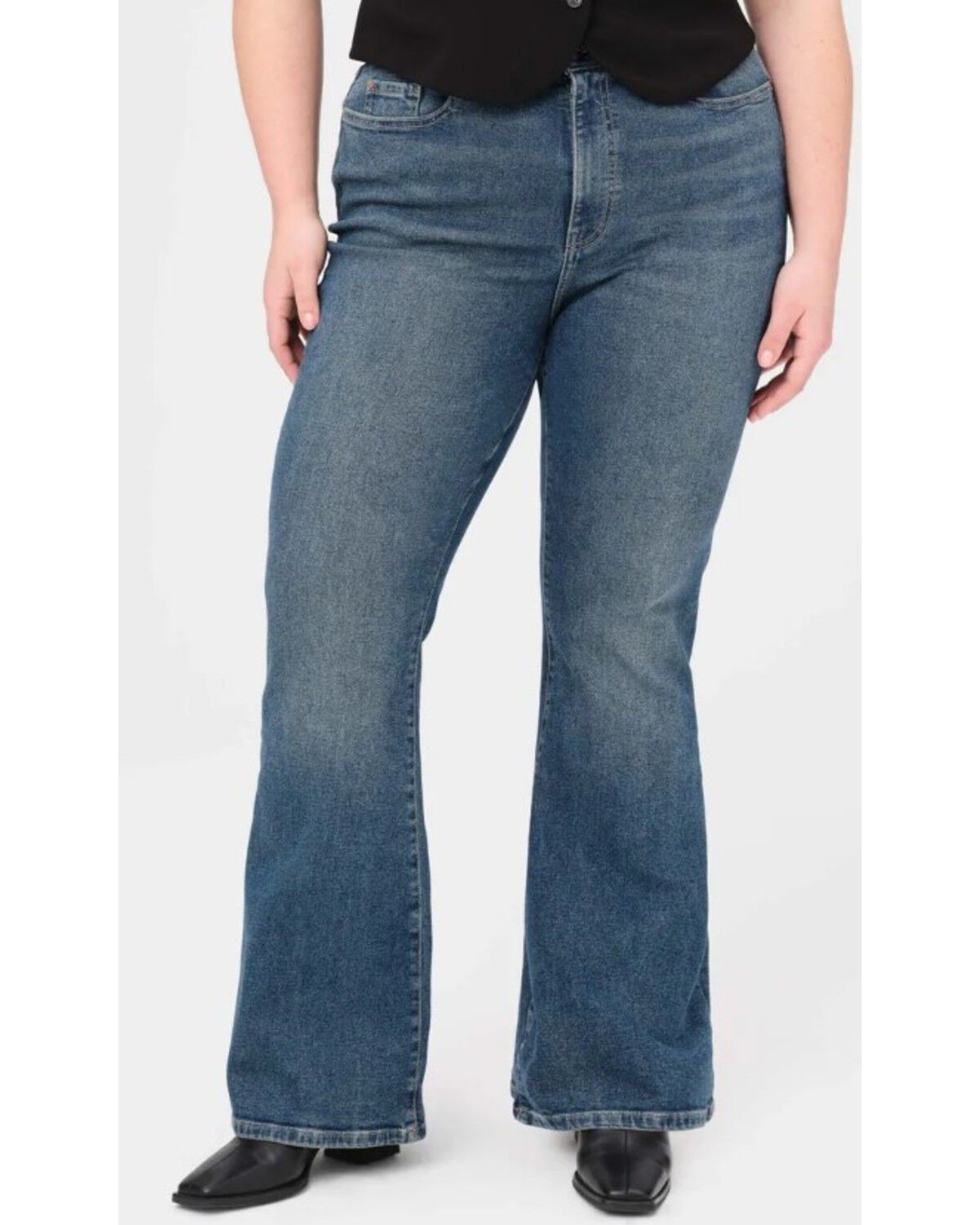 Women's Warp + Weft Mia Dark Wash High Rise Flare Stretch Denim Jeans