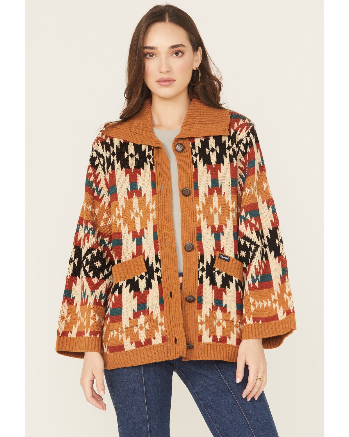 Women's Wrangler Retro Southwestern Button-Down Cardigan