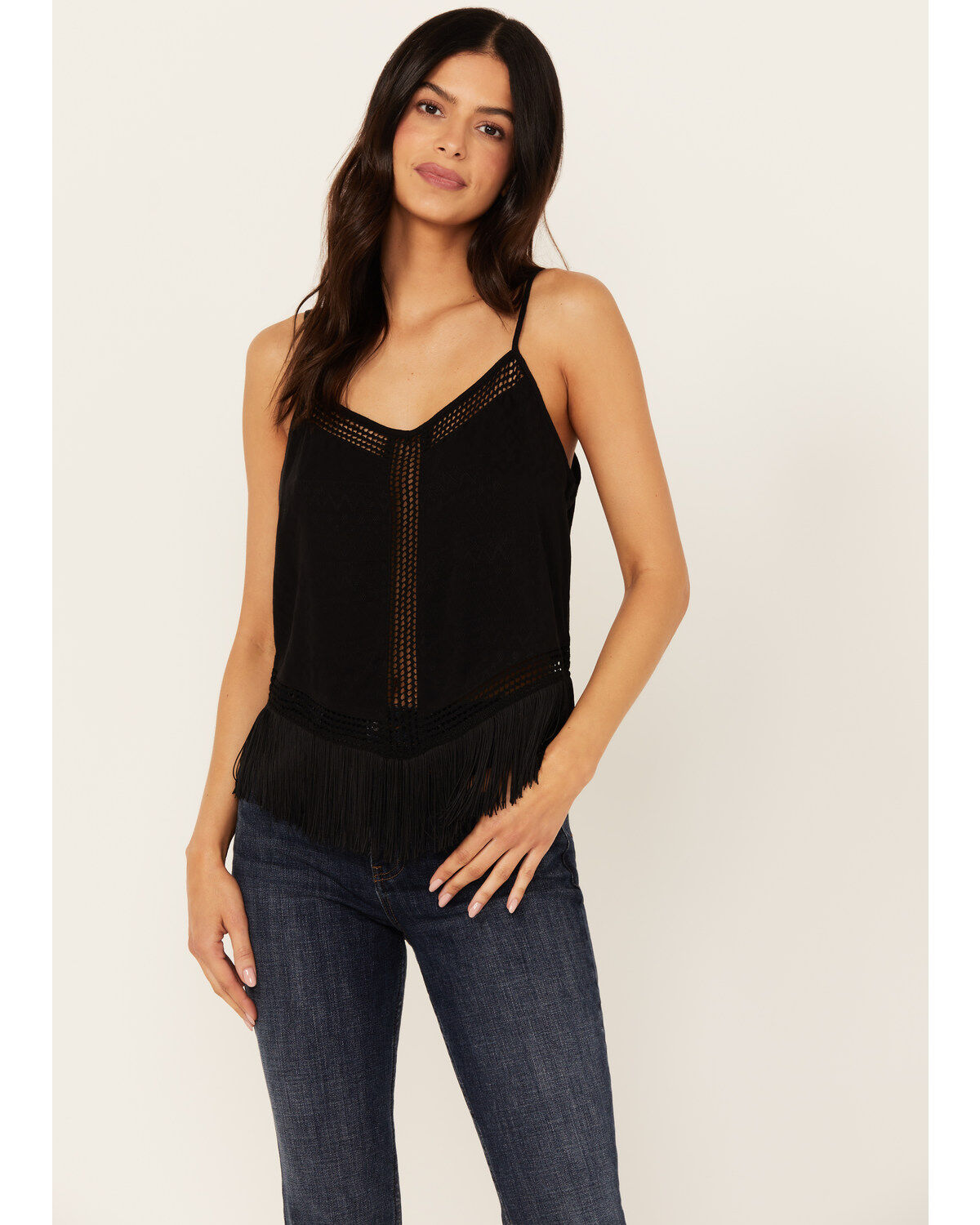 Women's Idyllwind Briarwick Jacquard Fringe And Lace Tank Top