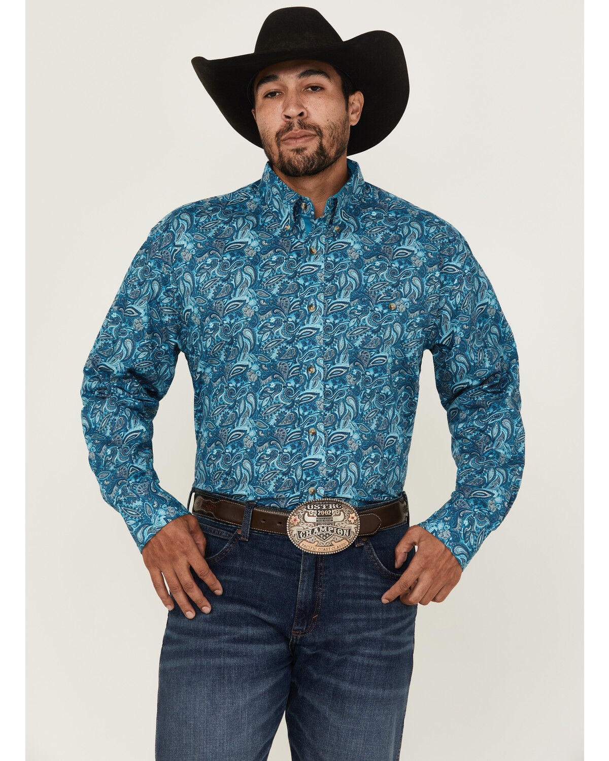 Men's Wrangler George Strait by Paisley Print Long Sleeve Button-Down