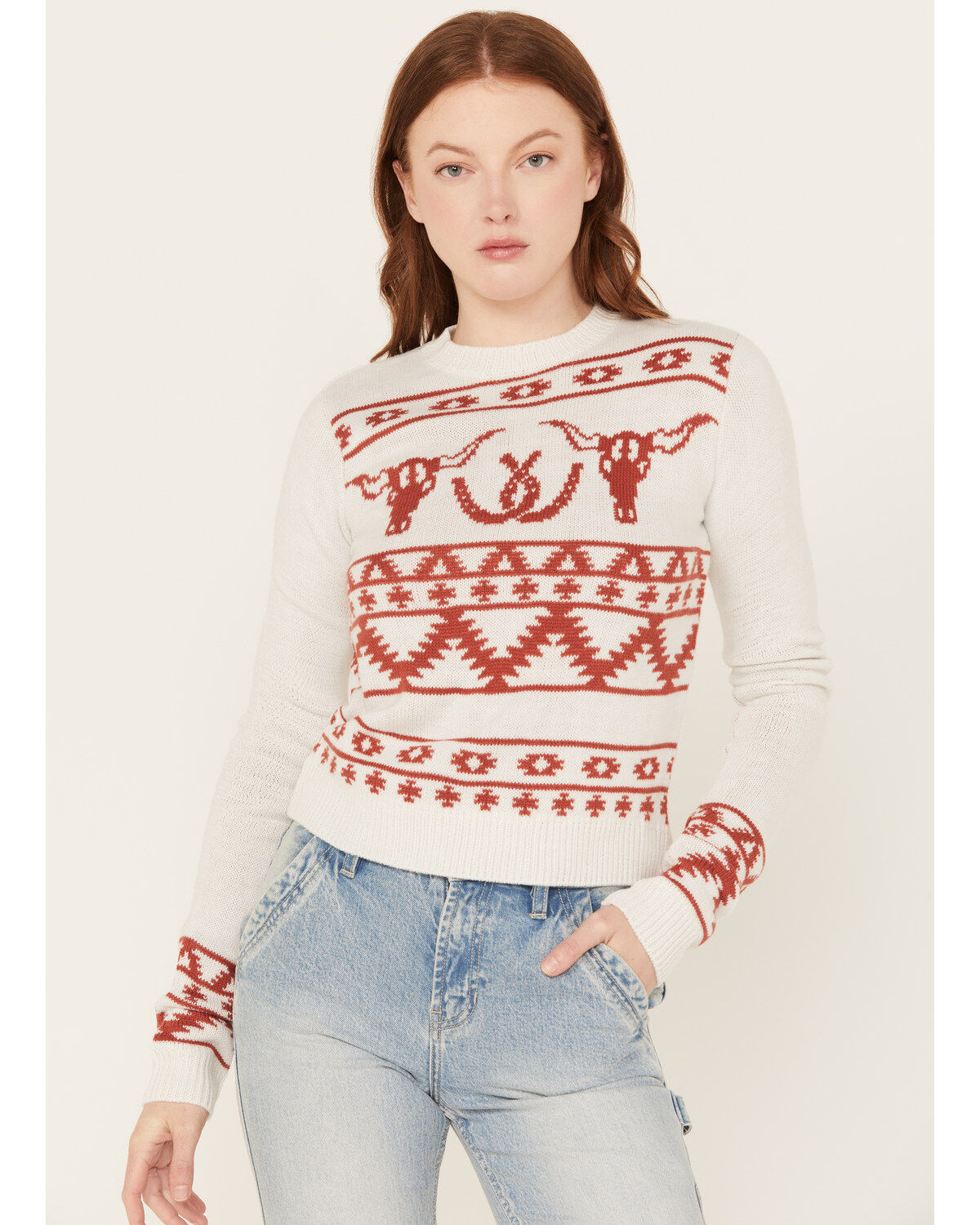 Women's Wrangler Retro Longhorn Horseshoe Long Sleeve Sweater