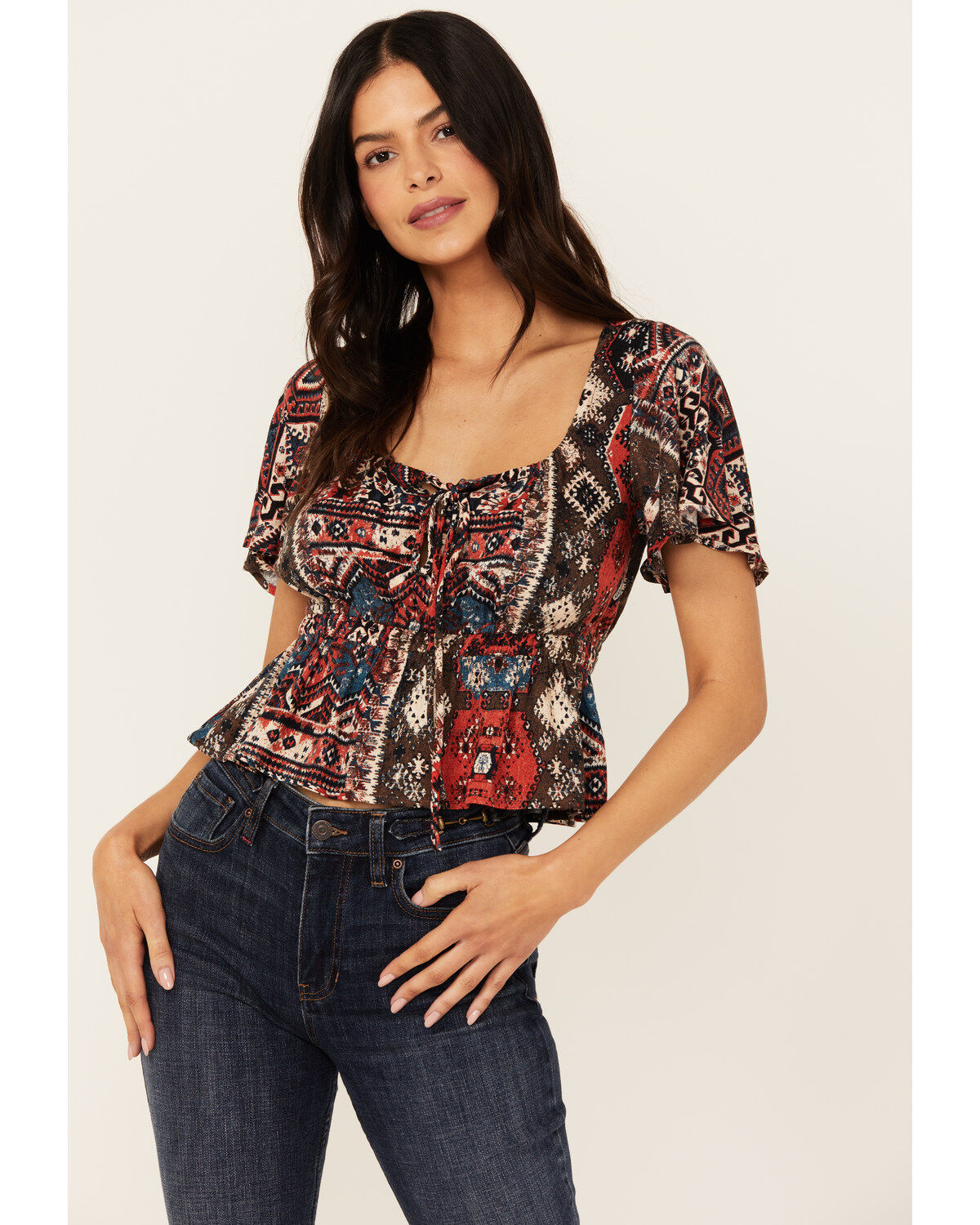 Women's Idyllwind Stirrup Print Short Sleeve Cropped Shirt
