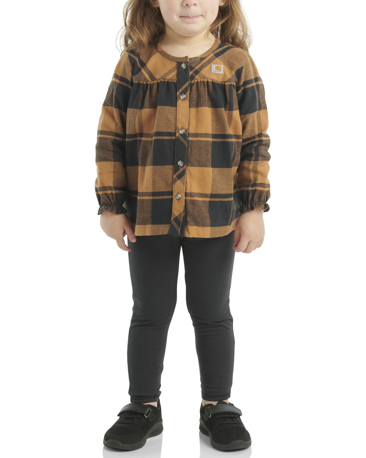 Girls' Carhartt Toddler Plaid Print Long Sleeve Button-Down Shirt And