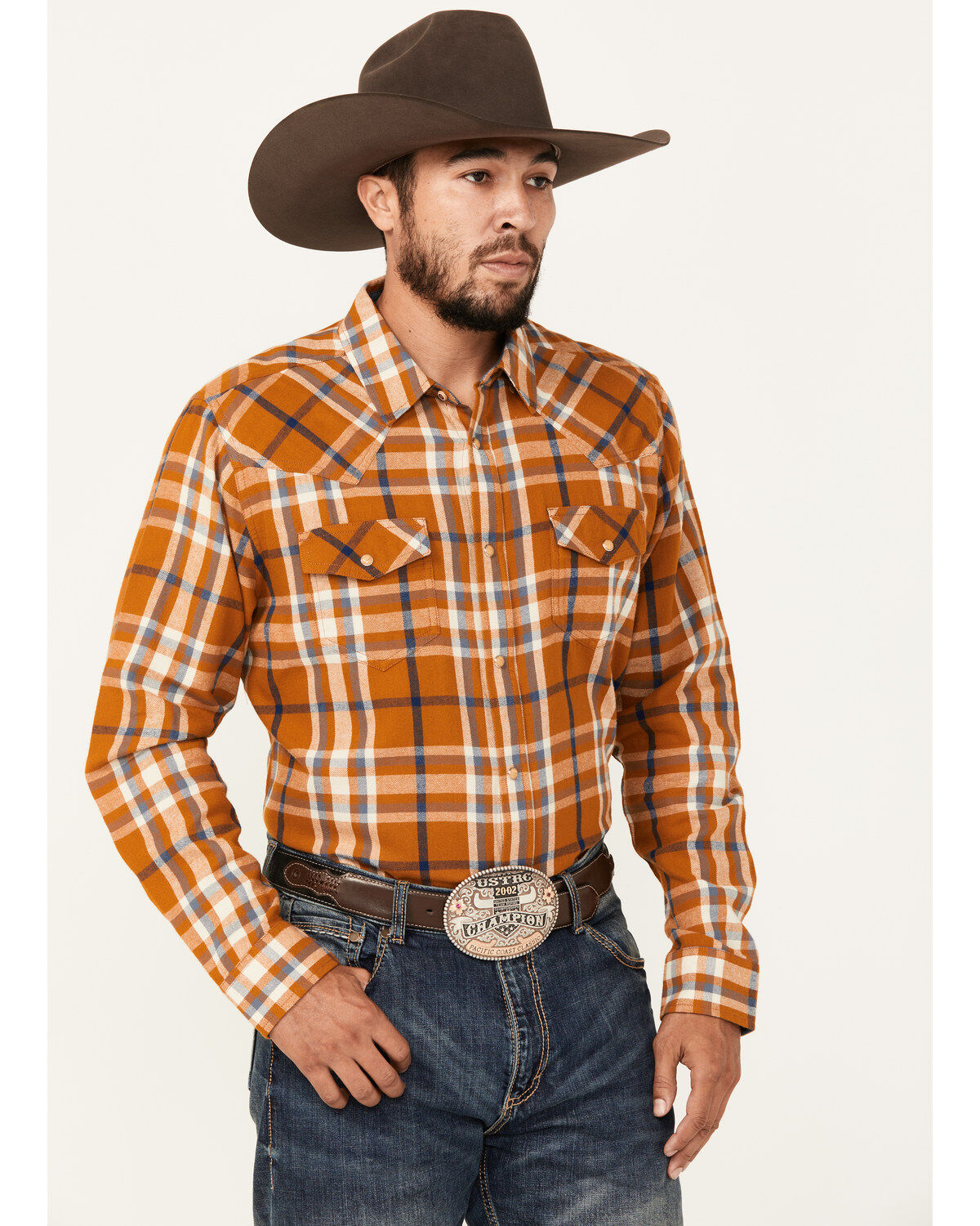 Men's Cody James Tidal Wave Plaid Print Long Sleeve Snap Western Flann