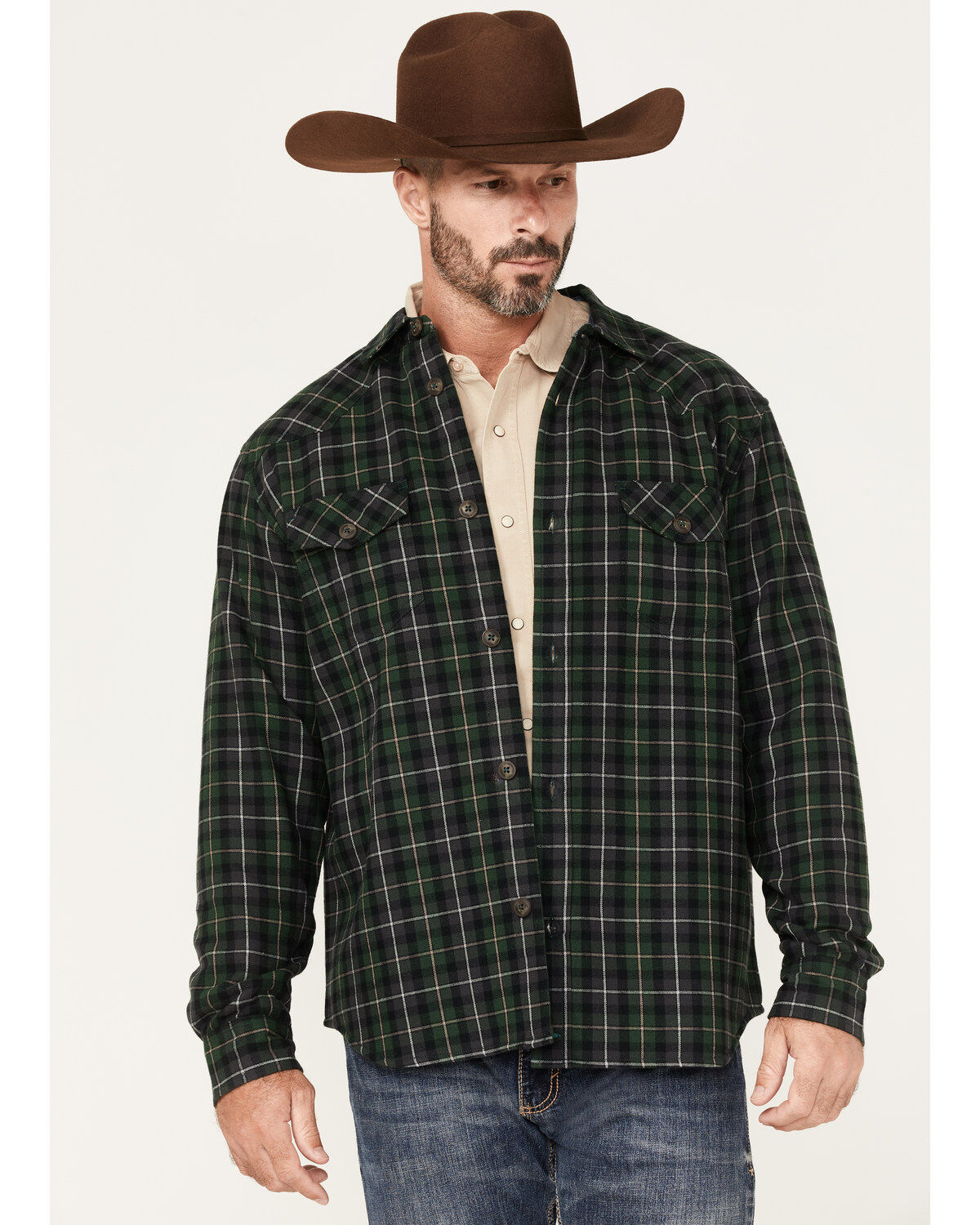 Men's Cody James Alder Tree Plaid Button Down Bonded Western Flannel S