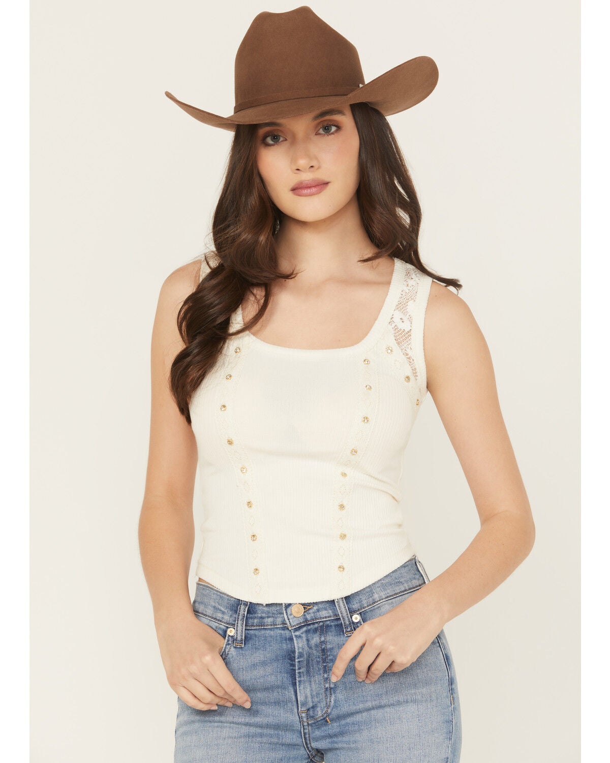 Women's Miss Me Rhinestone Rib Tank