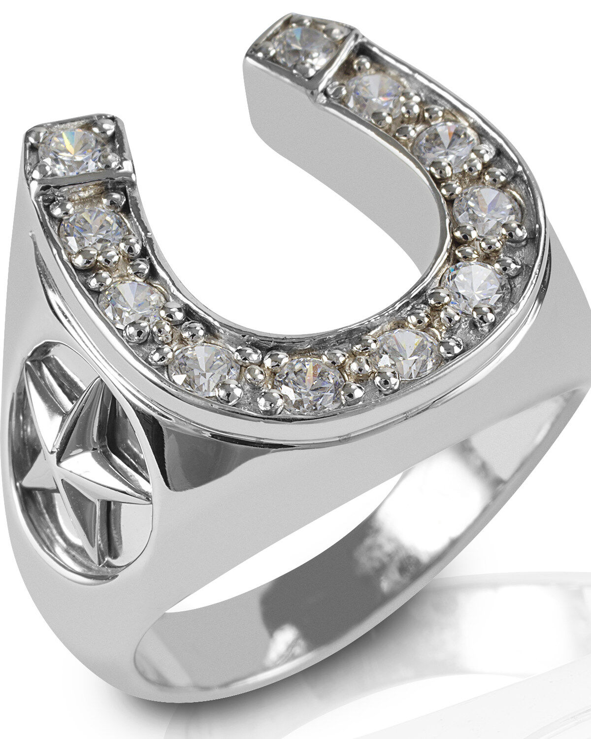 Men's Kelly Herd Engraved Stars Horseshoe Ring