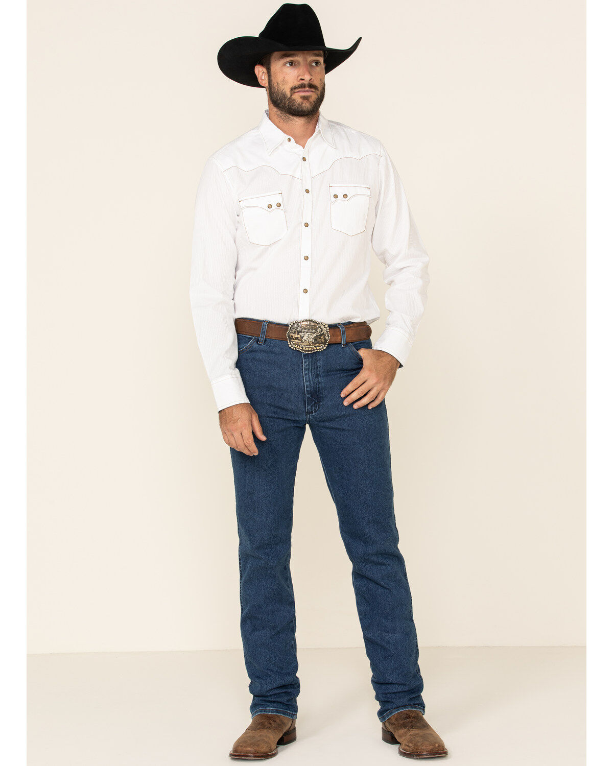 Men's Wrangler Active Flex Stonewash Slim Cowboy Cut Jeans