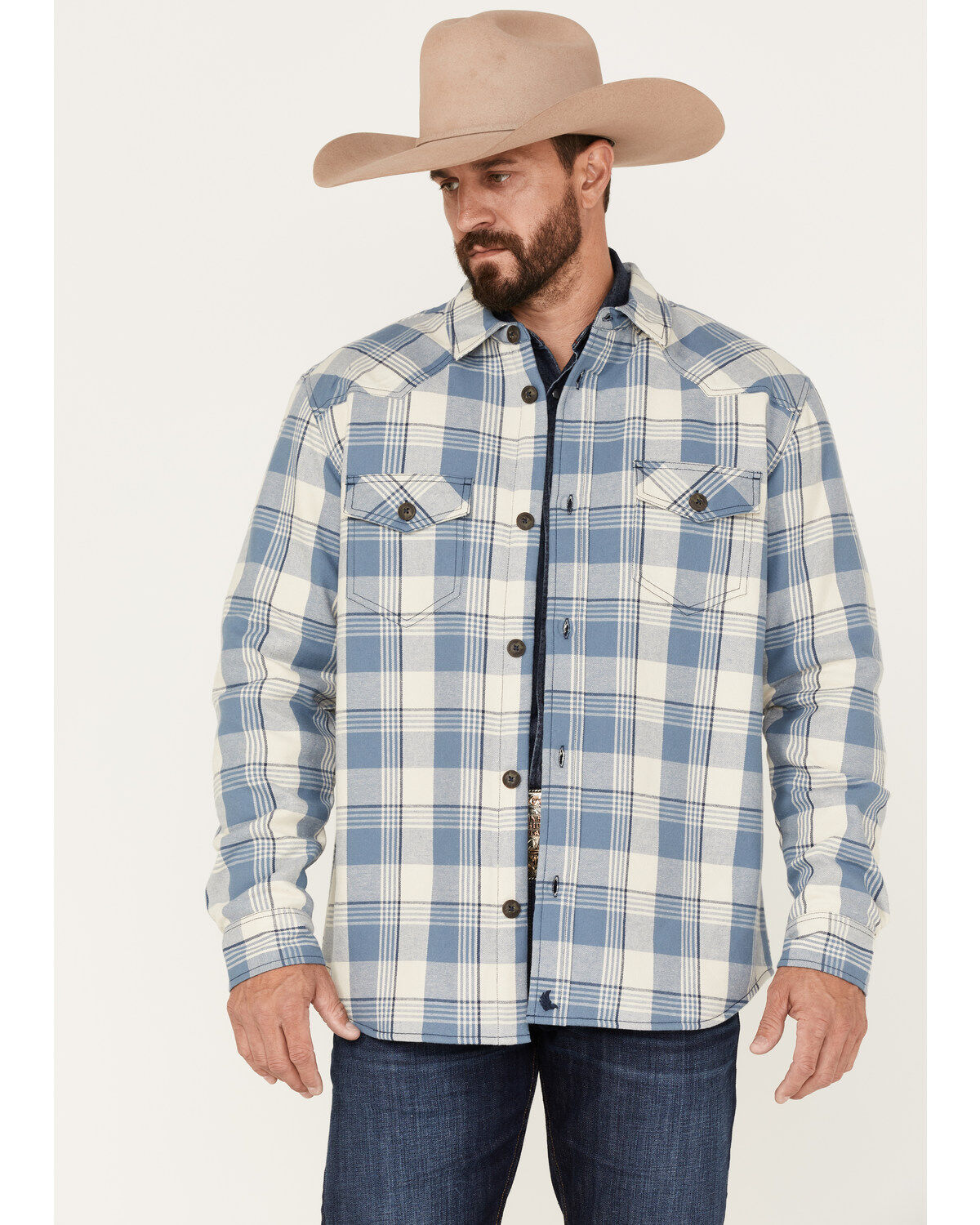 Men's Cody James Oregon Trail Plaid Button-Down Bonded Western Flannel