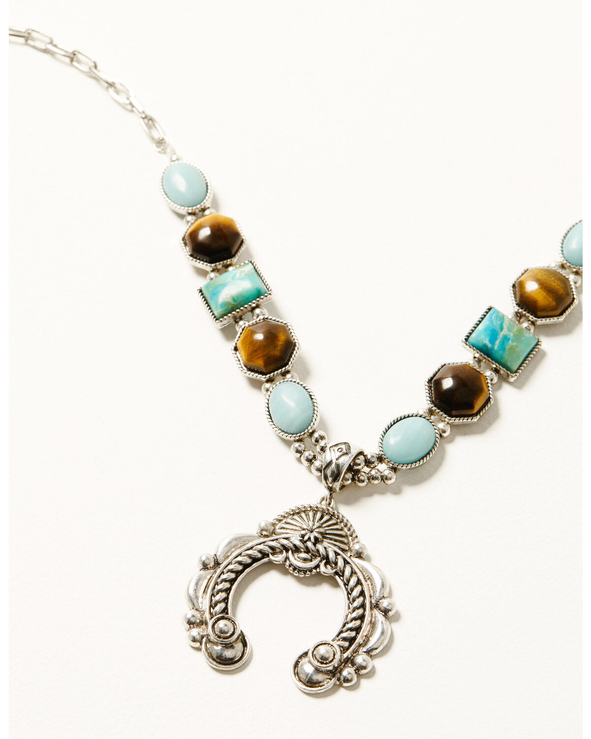 Women's Shyanne Juniper Sky Squash Blossom Gem Necklace