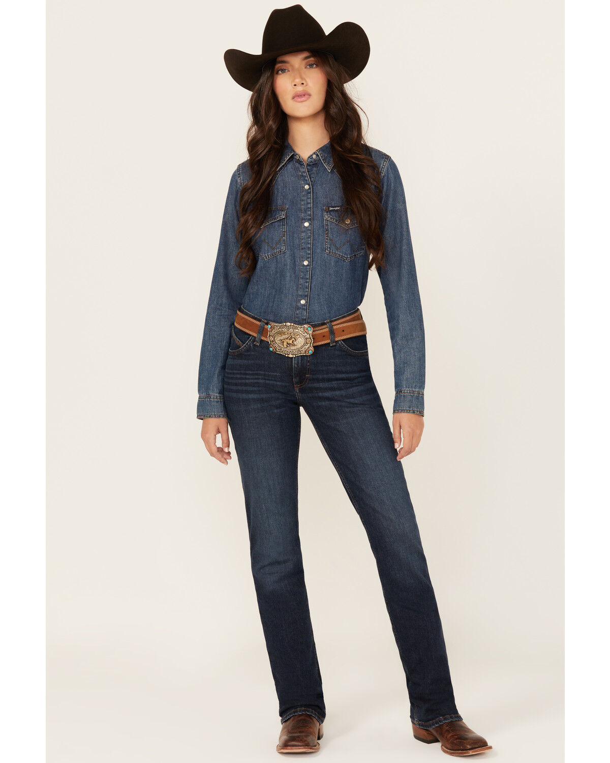 Women's Wrangler Traci Dark Wash Mid Rise Ultimate Riding Bootcut Stre
