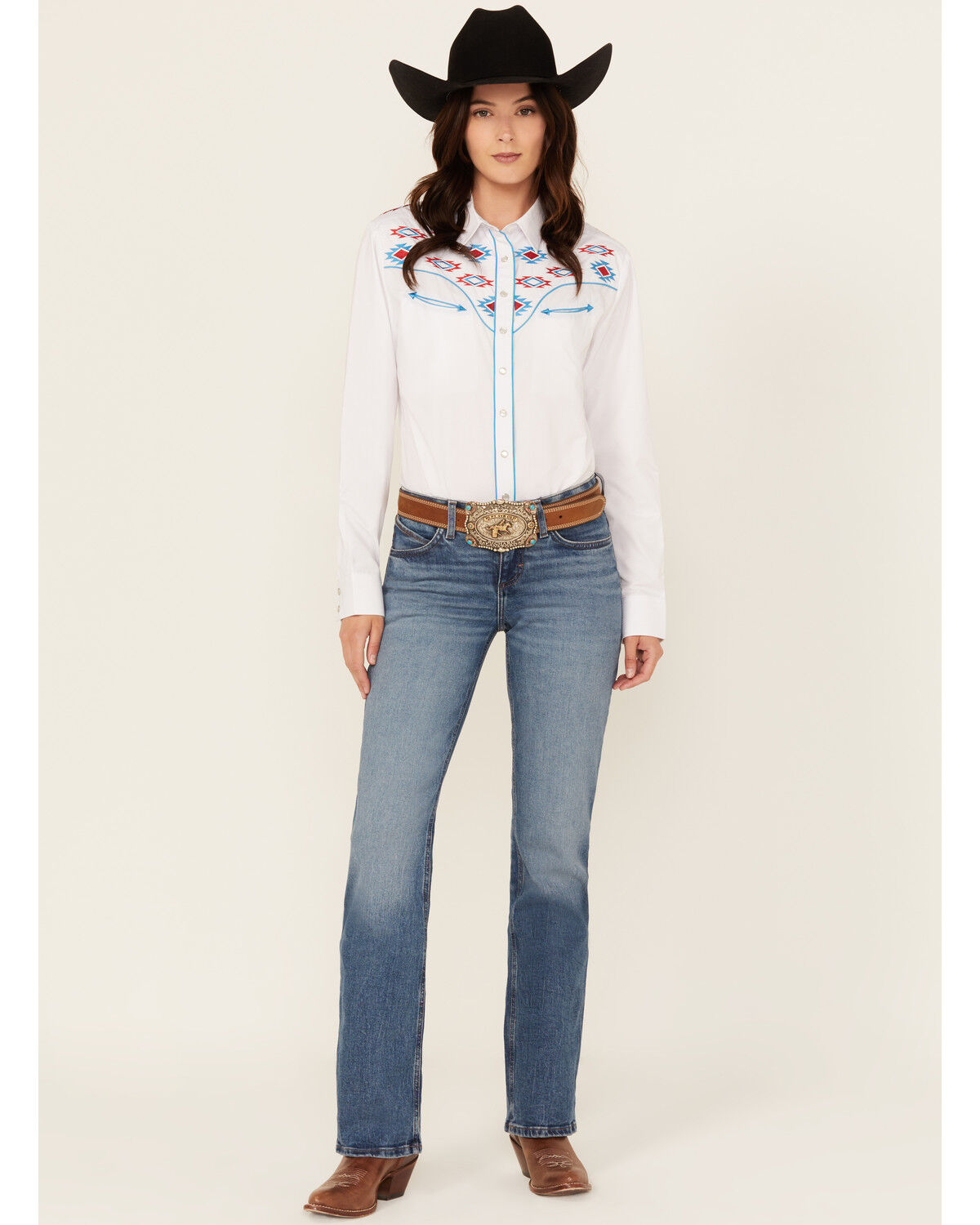 Women's Wrangler Jade Medium Wash Mid Rise Ultimate Riding Relaxed Boo