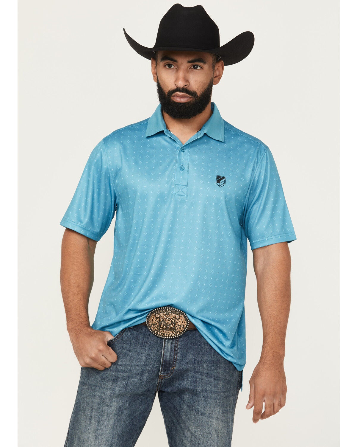 Men's RANK 45 Crossfire Geo Print Short Sleeve Polo