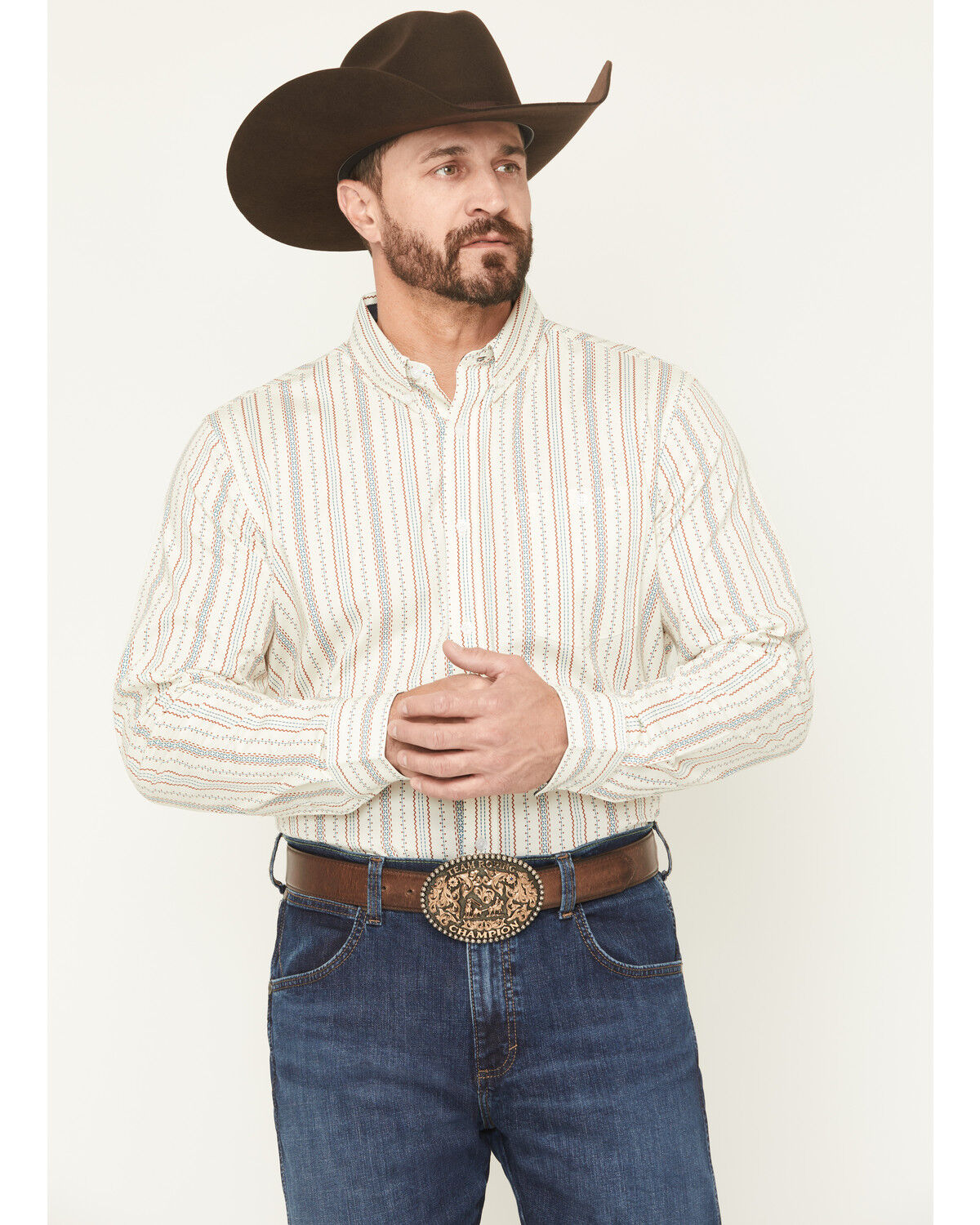 Men's Rocky RANK 45 Peak Striped Long Sleeve Button-Down Stretch West