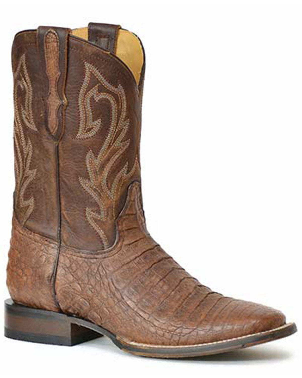 Men's Stetson Cameron Exotic Caiman Western Boots - Broad Square Toe