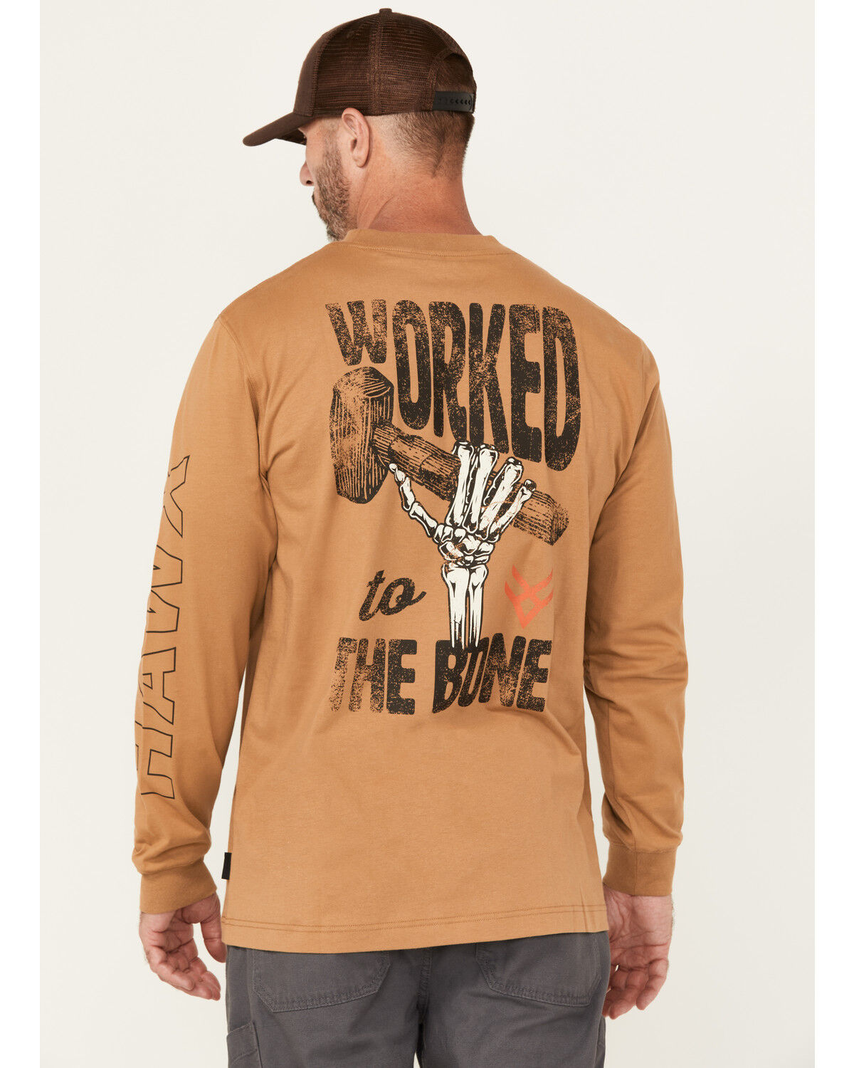 Men's Hawx To The Bone Long Sleeve Graphic Work T-Shirt