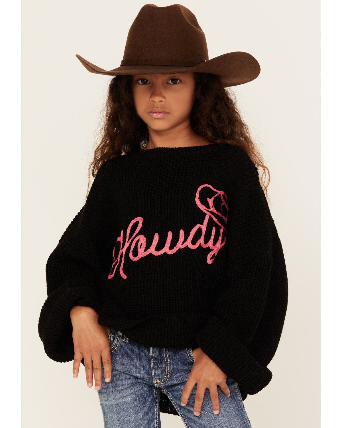 Girls' Rock & Roll Denim Howdy Sweater