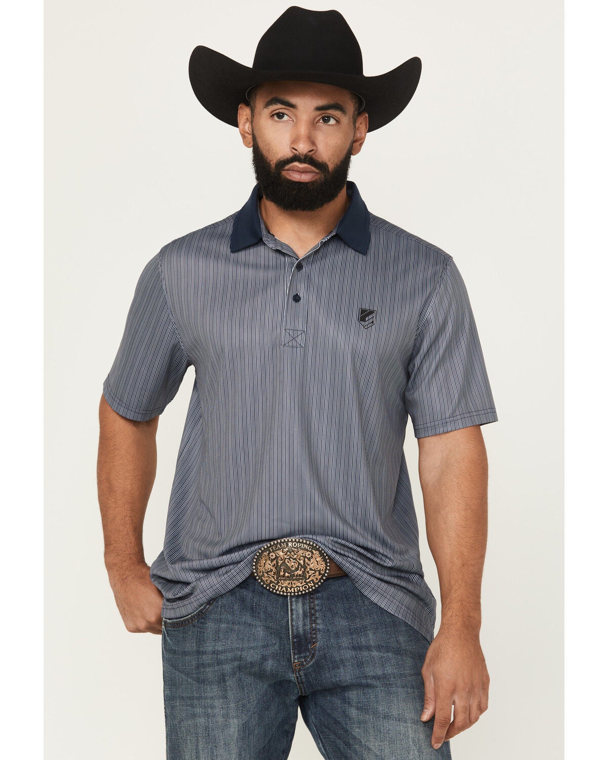 Men's RANK 45 Railroad Striped Short Sleeve Polo